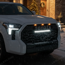 Tundra Front Grille with Amber Light & LED Light Bar TRD-Style Front Bumper Grill Replacement for Toyota