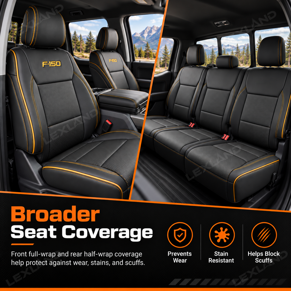 F-150 Crew Cab XL/XLT Seat Covers Custom-Fit Seat Protector Interior Seat Upgrade