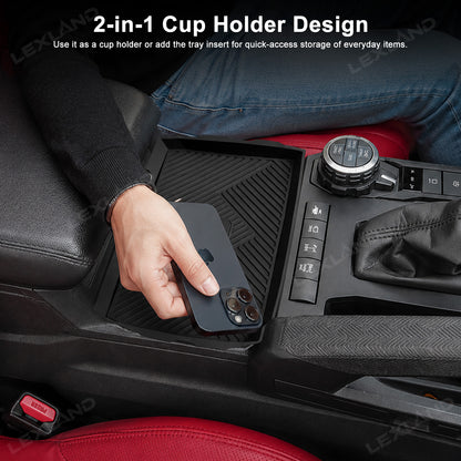 Tacoma/4Runner Center Console Cup Holder Insert TPE Drink Organizer with Lid for Toyota