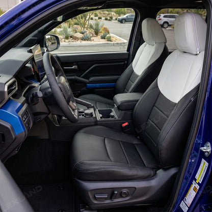 Tacoma /4Runner Seat Covers Black & White Two-tone Seat Protector with TRD Letter Style for Toyota