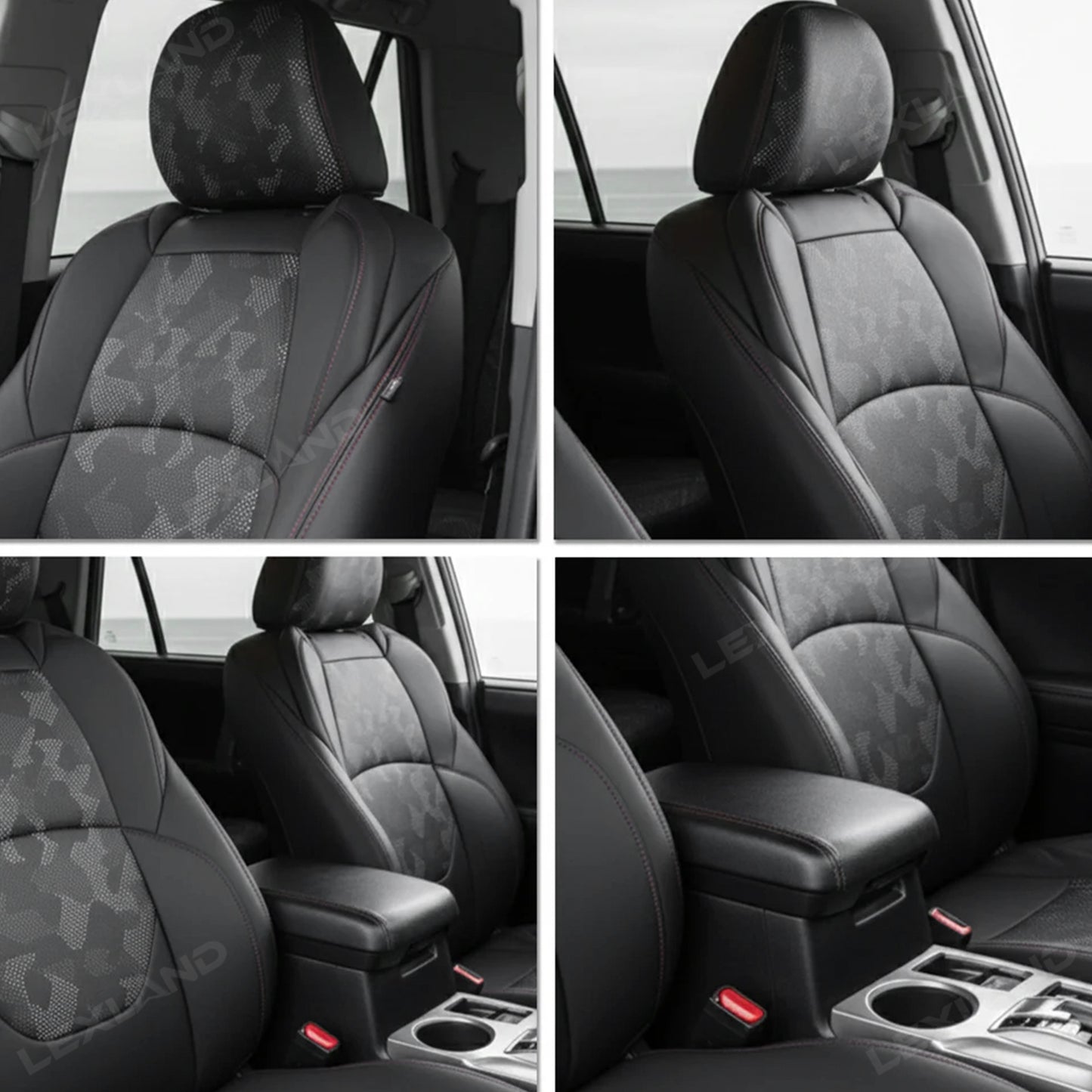 Tacoma Front Row Seat Covers Full Coverage Black/Red Camo Style Seat Protector for Toyota