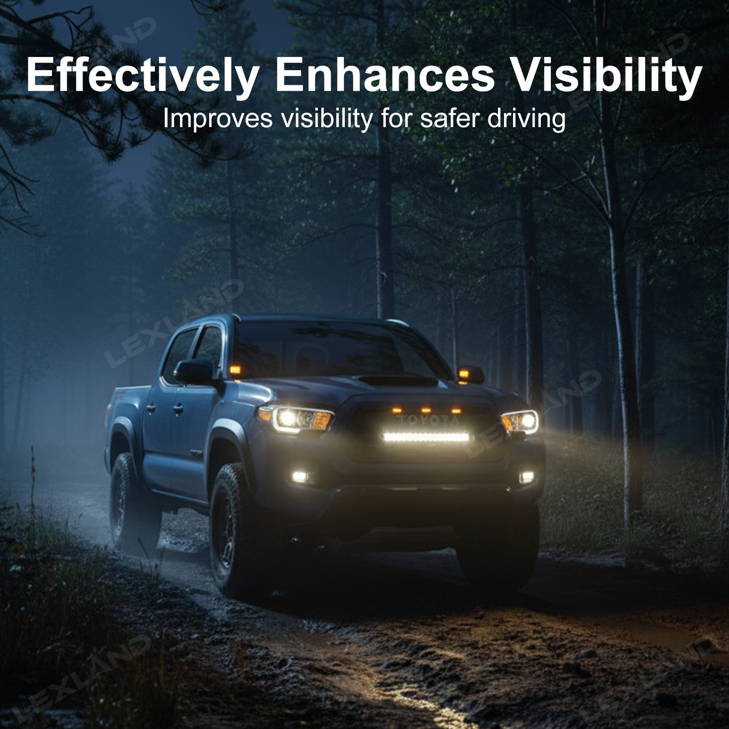 Tacoma Front Grill Replacement with Light Bar & Toyota Logo Front Bumper Grille for Toyota