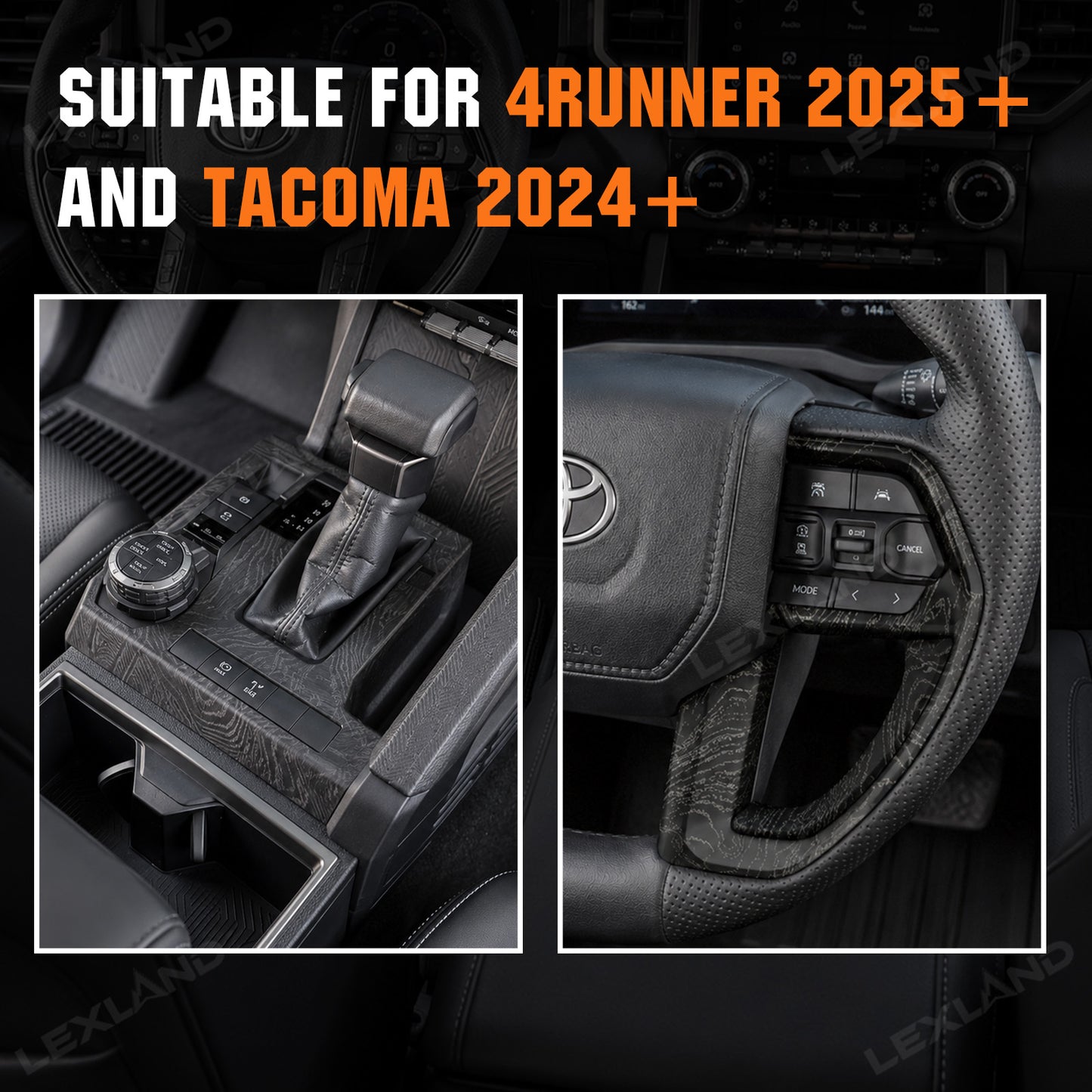 Tacoma/4Runner Gear Shift Panel Cover Steering Wheel Cover Trim Interior Protective Overlays for Toyota