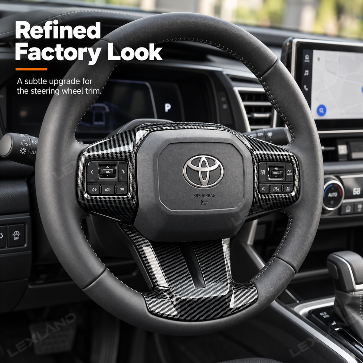RAV4 Steering Wheel Cover ABS Carbon Fiber Style Interior Upgrade for Toyota