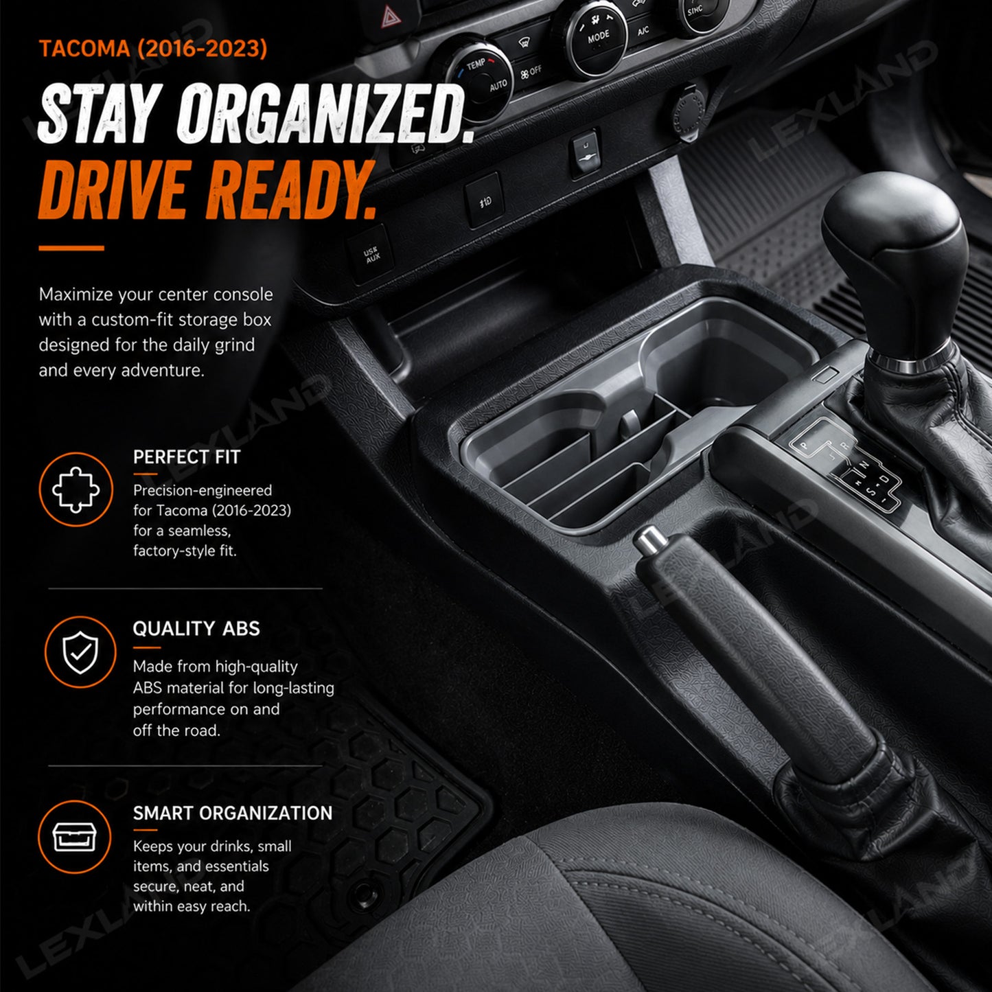 Tacoma Center Console Cup Holder Insert ABS Drink Organizer Water Bottle Storage Box for Toyota