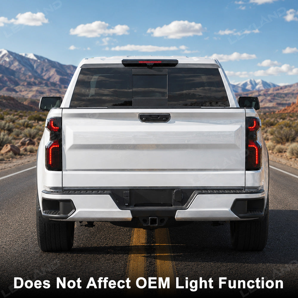 Silverado 1500 Smoked Third Brake Light Cover & Tail Light Covers Overlays Rear Lamp Protector