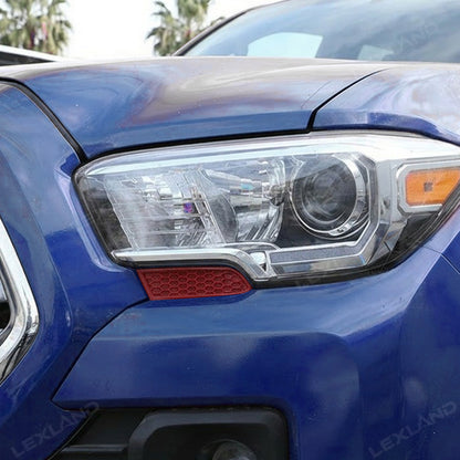 Tacoma Front Headlight Cover Trim ABS TRD-style Red Honeycomb Sticker Exterior Decor Cover for Toyota