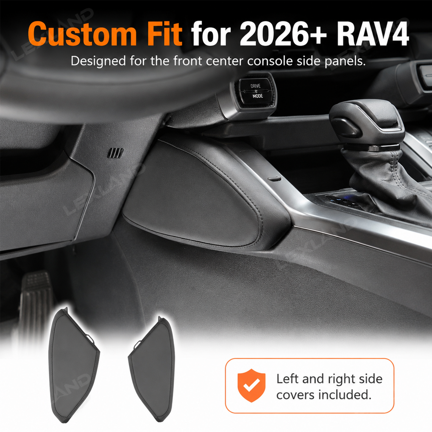 RAV4 Center Console Knee Pad Scratch-Resistant Leather Padded Cushions 2PCS for Toyota