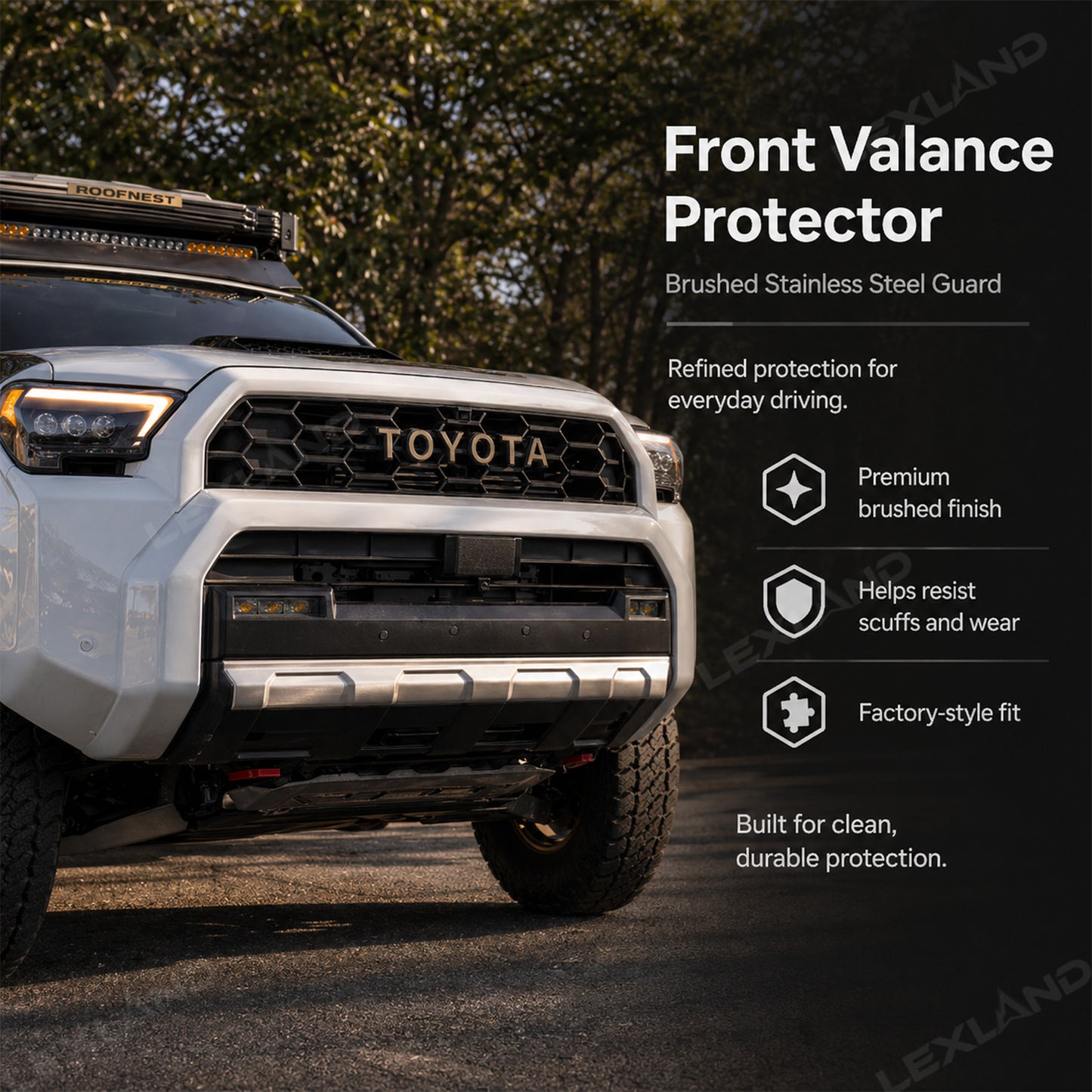 4runner Front Bumper Lower Valance Strip Stainless Steel Scratch Guard Protector - Silver Brushed Finish