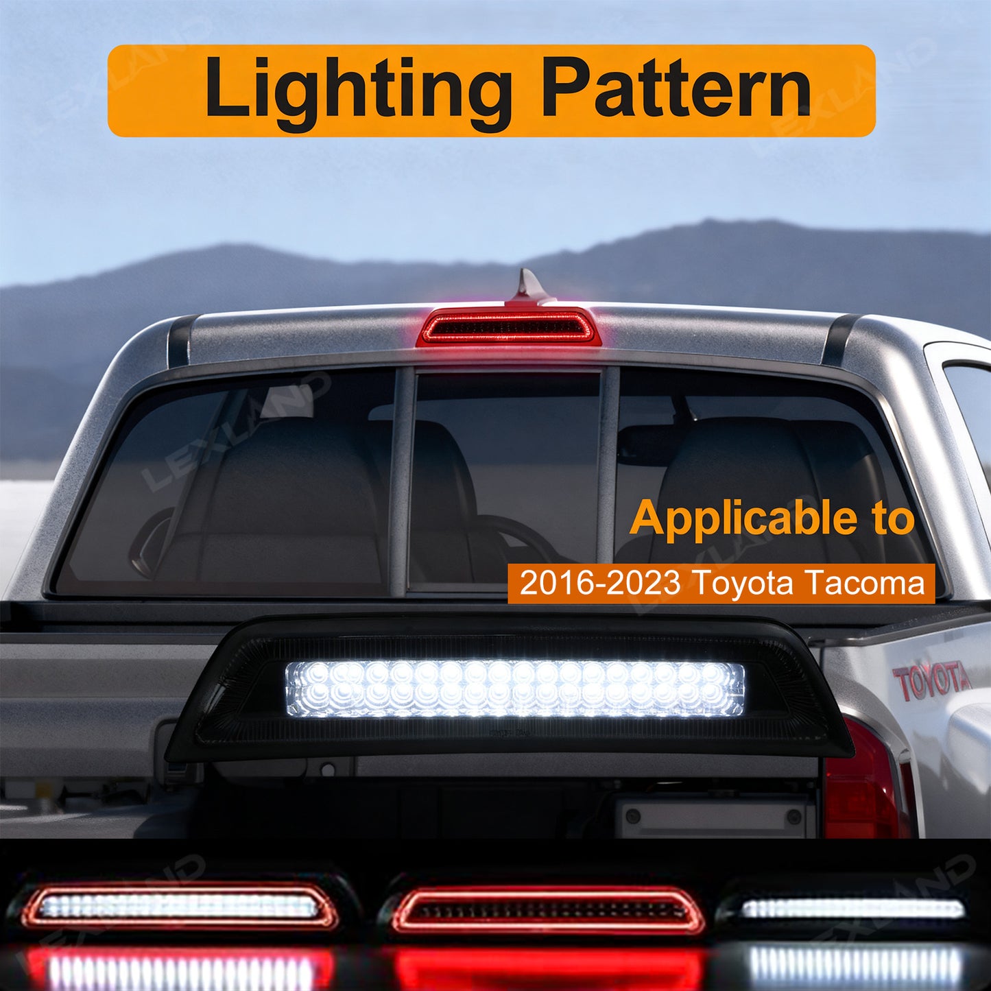 Tacoma Brake Light Replacement Smoked Lens Roof Cargo Light High Mount Stop Lamp LED Third Brake Light