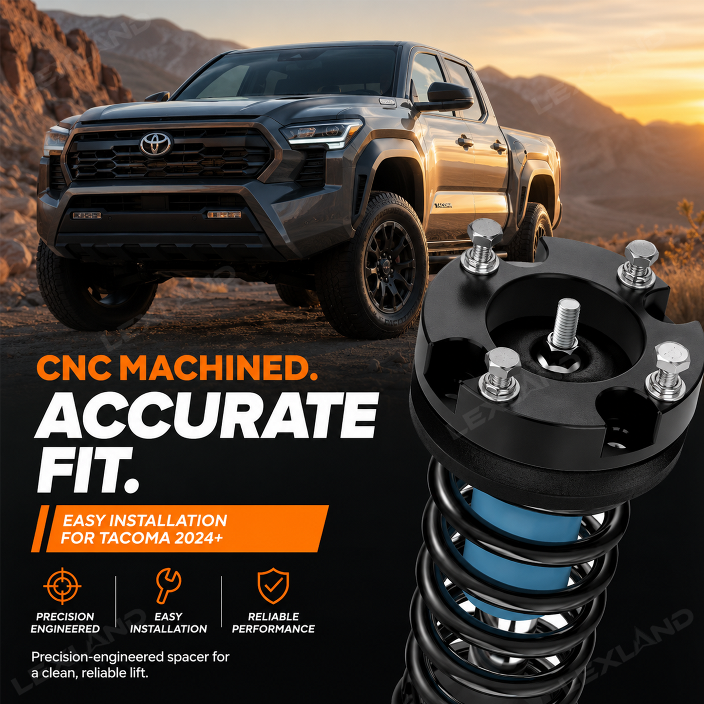 Tacoma Leveling Kit 1.5" Front Lift Spacer Kit Aluminum Alloy Strut Spacer 2PCS for Toyota
