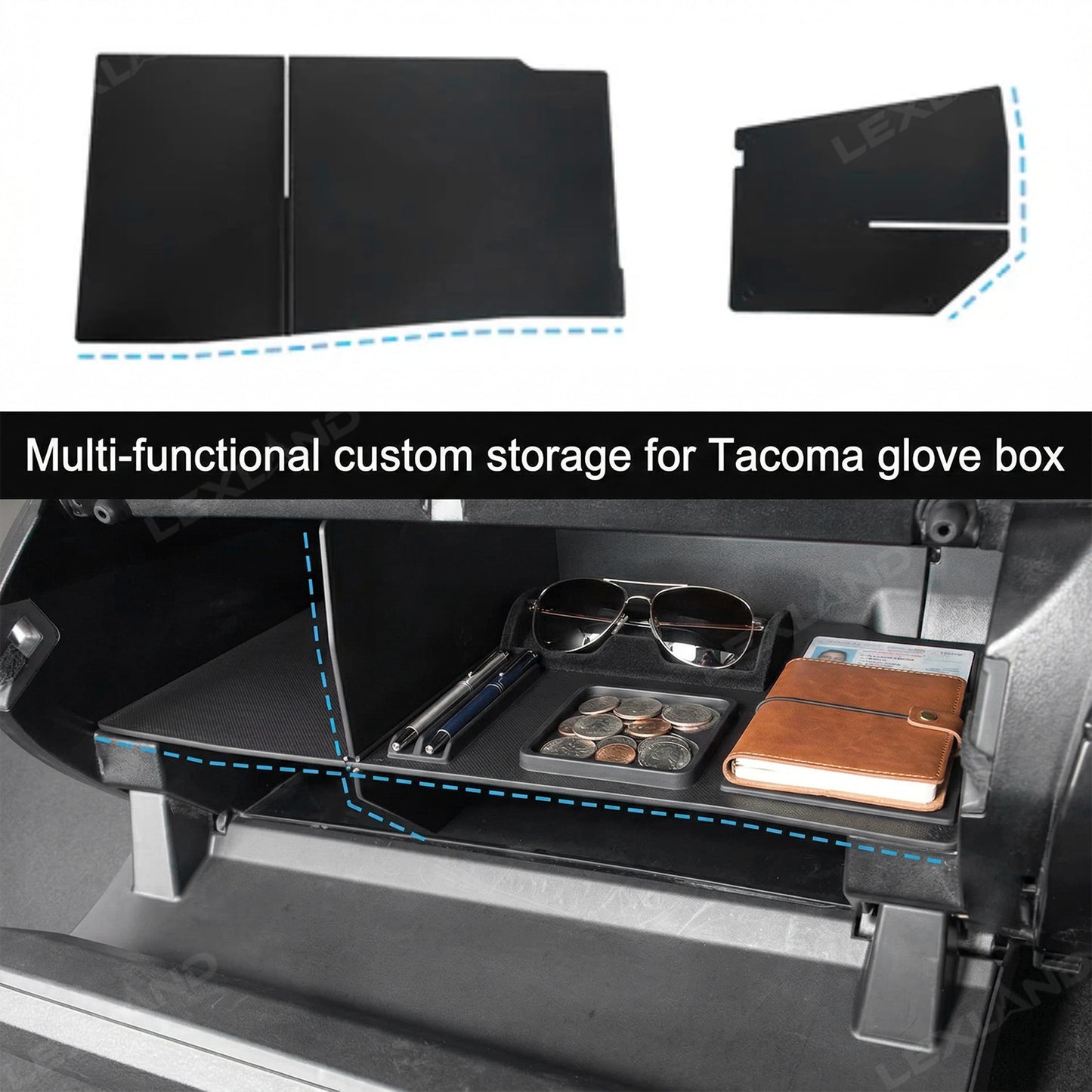 Tacoma Glove Box Organizer 2.0 ABS Cross Storage Divider for Toyota