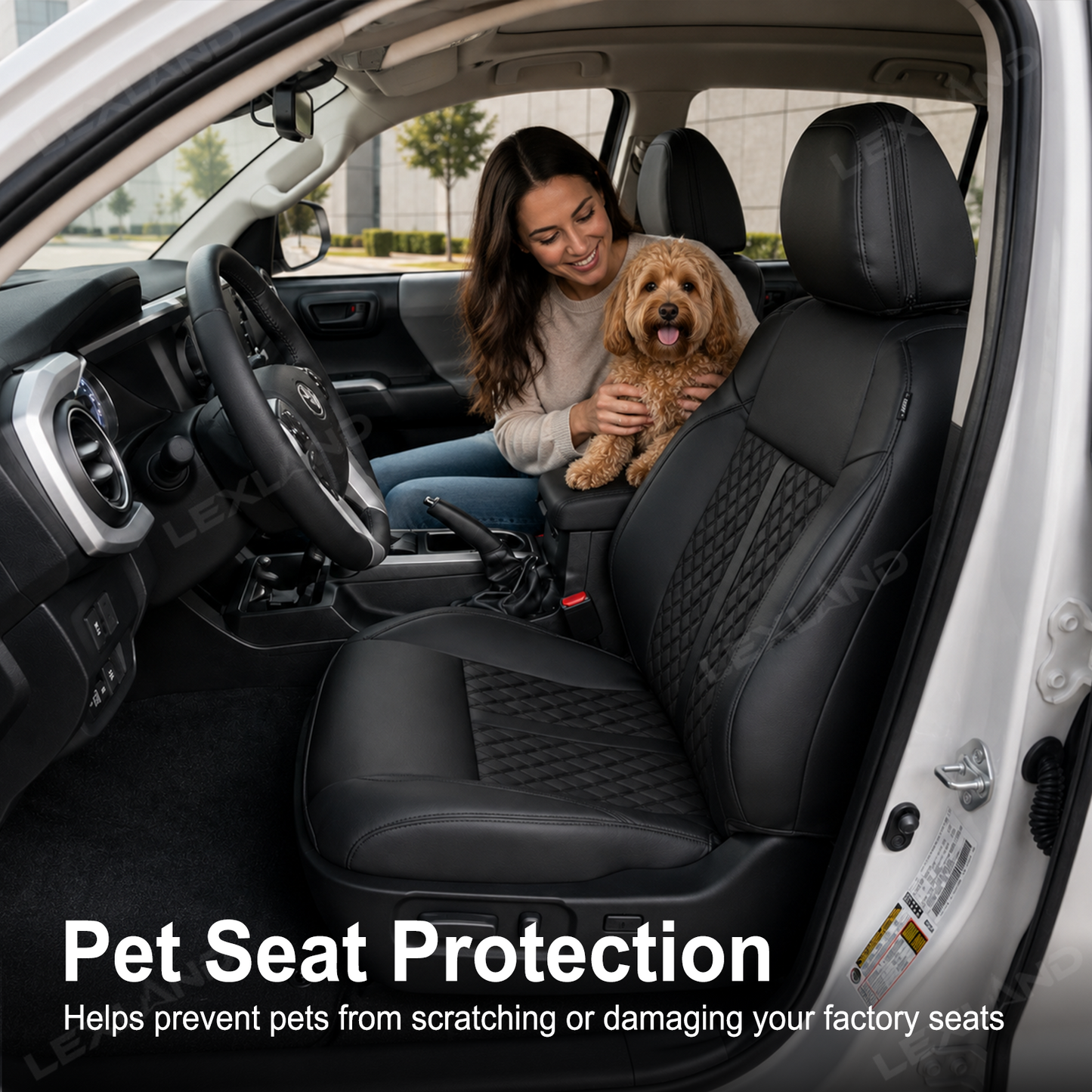 Tacoma/4Runner Diamond Design Seat Covers Premium Nappa Leather Interior Seat Protectors for Toyota