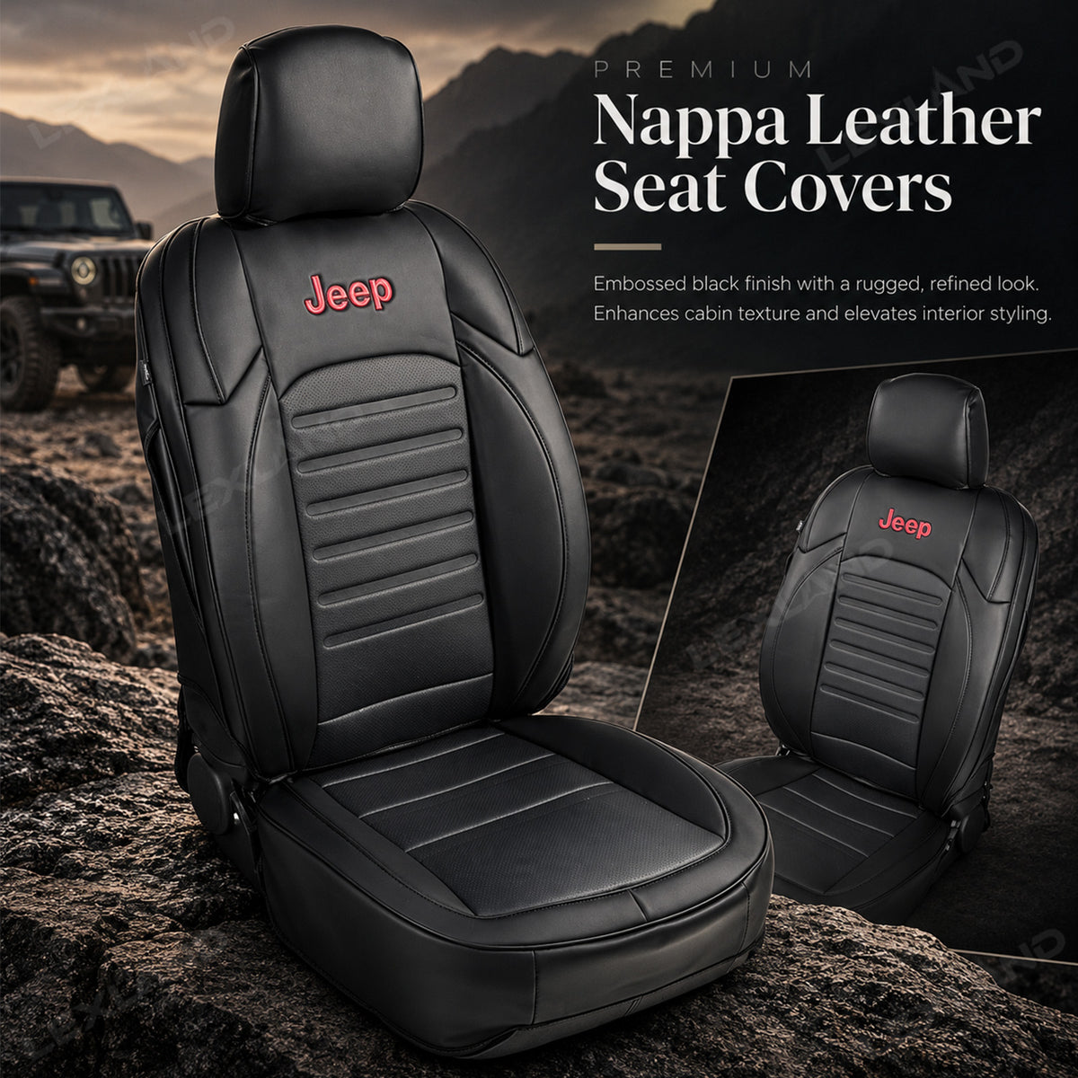Wrangler Seat Covers 4-Door Embossed Leather Seat Protector Without Rear Armrest