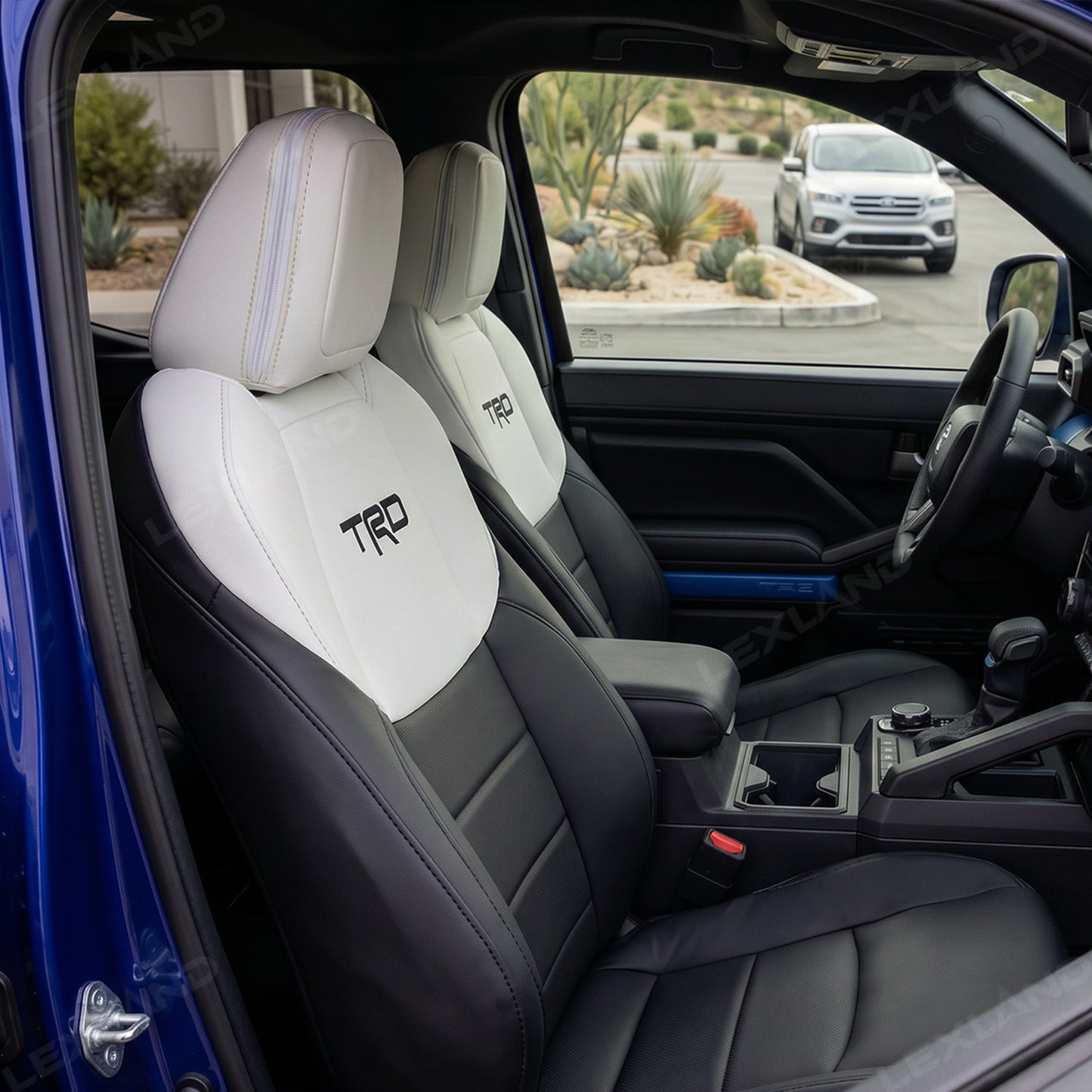 Tacoma /4Runner Seat Covers Black & White Two-tone Seat Protector with TRD Letter Style for Toyota