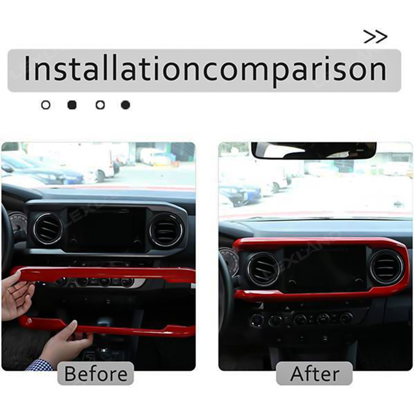 Tacoma Dashboard Cover Central Console Dash Panel TRD Style Red Decorative Interior Accents for Toyota