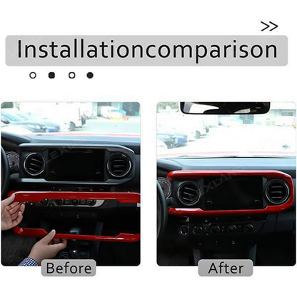 Tacoma Dashboard Cover Central Console Dash Panel TRD Style Red Decorative Interior Accents for Toyota