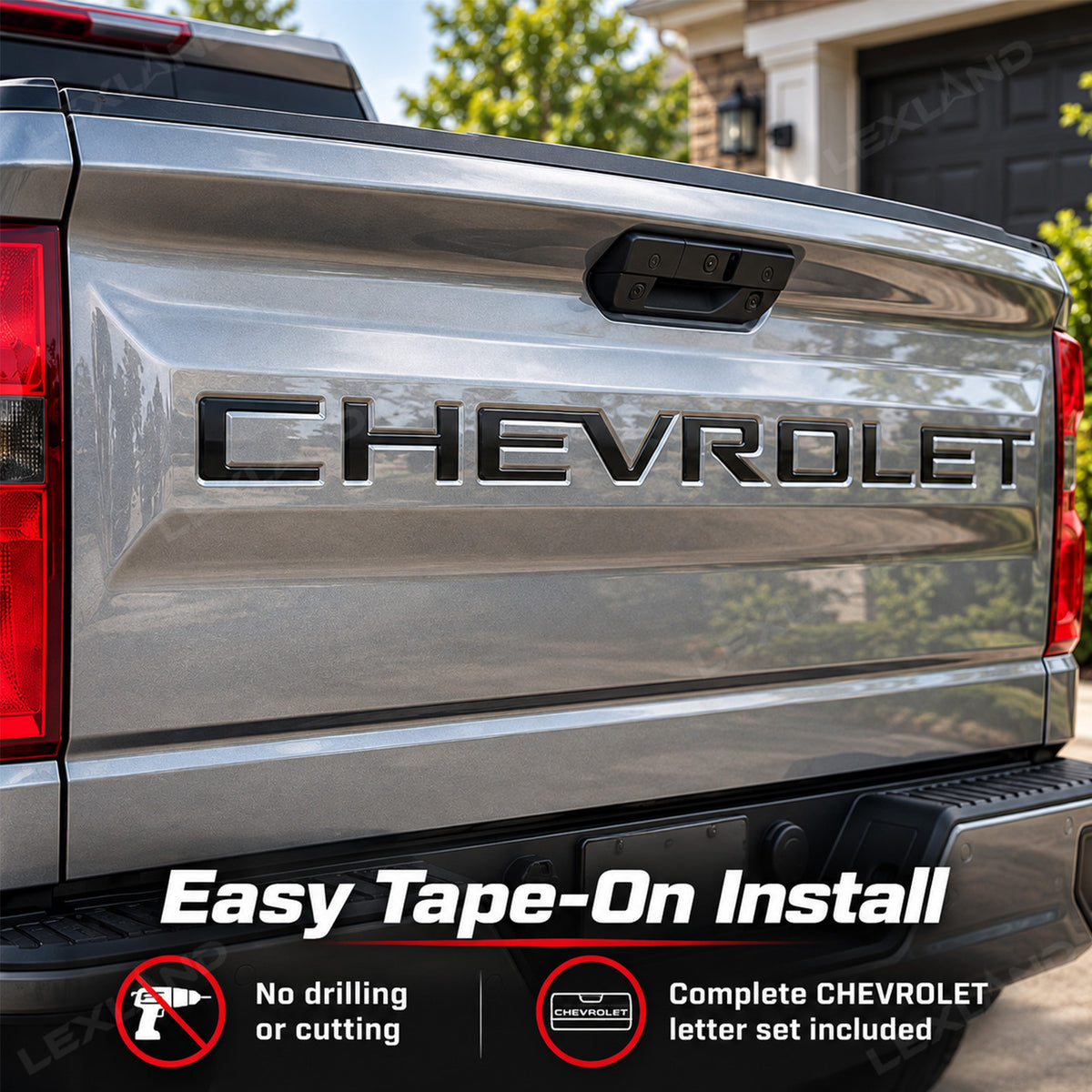 Silverado 1500 Tailgate Letters 3D Raised Tailgate Insert Overlays Rear Emblem Trim for Chevrolet