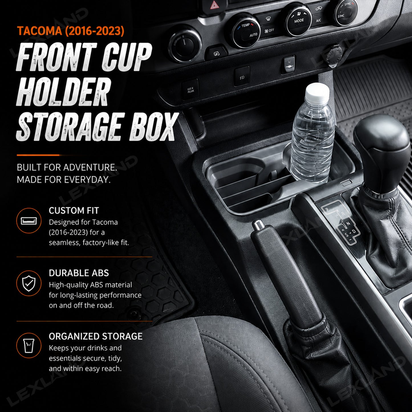 Tacoma Center Console Cup Holder Insert ABS Drink Organizer Water Bottle Storage Box for Toyota
