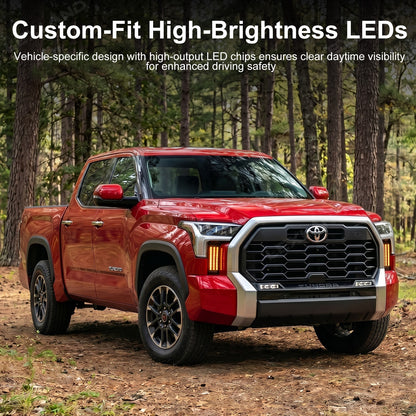 Tundra LED DRL Fog Lights Triple Fang Lights Daytime Running Lights Sequential Turn Signal Lighting Upgrade