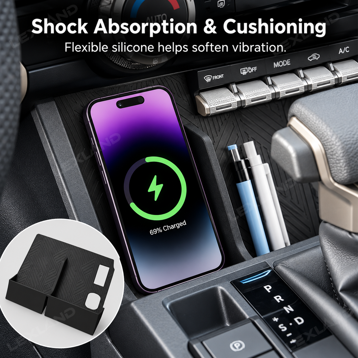 Tacoma/4Runner Center Console Wireless Charging Mat Silicone Wireless Charging Pad 2.0 for Toyota