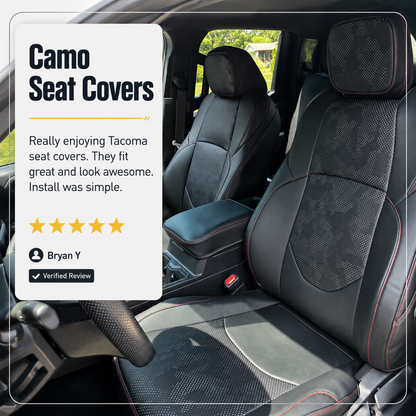 Tacoma Front Row Seat Covers Full Coverage Black/Red Camo Style Seat Protector for Toyota