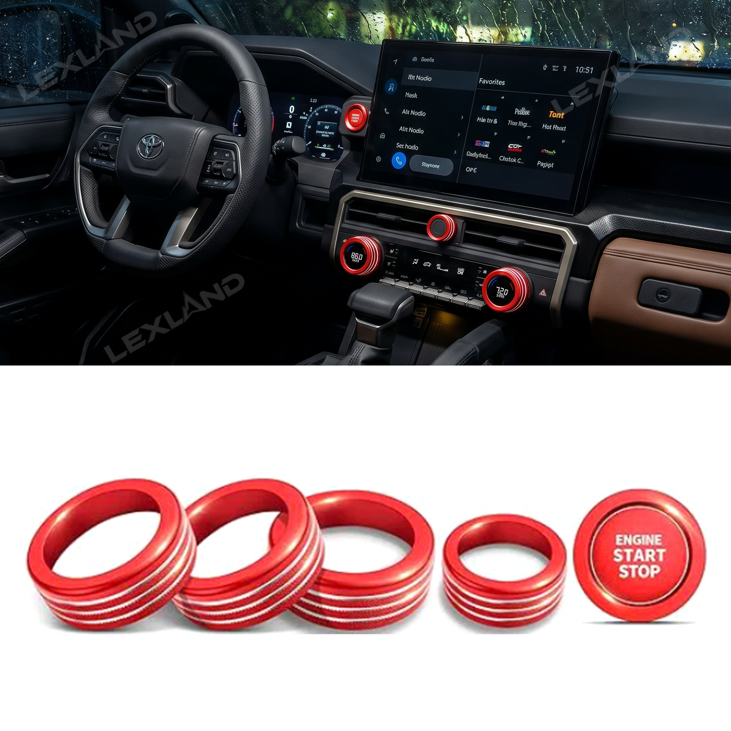 Tacoma/ 4Runner AC Knob Cover Aluminum Center Console Trim Kit for Toyota