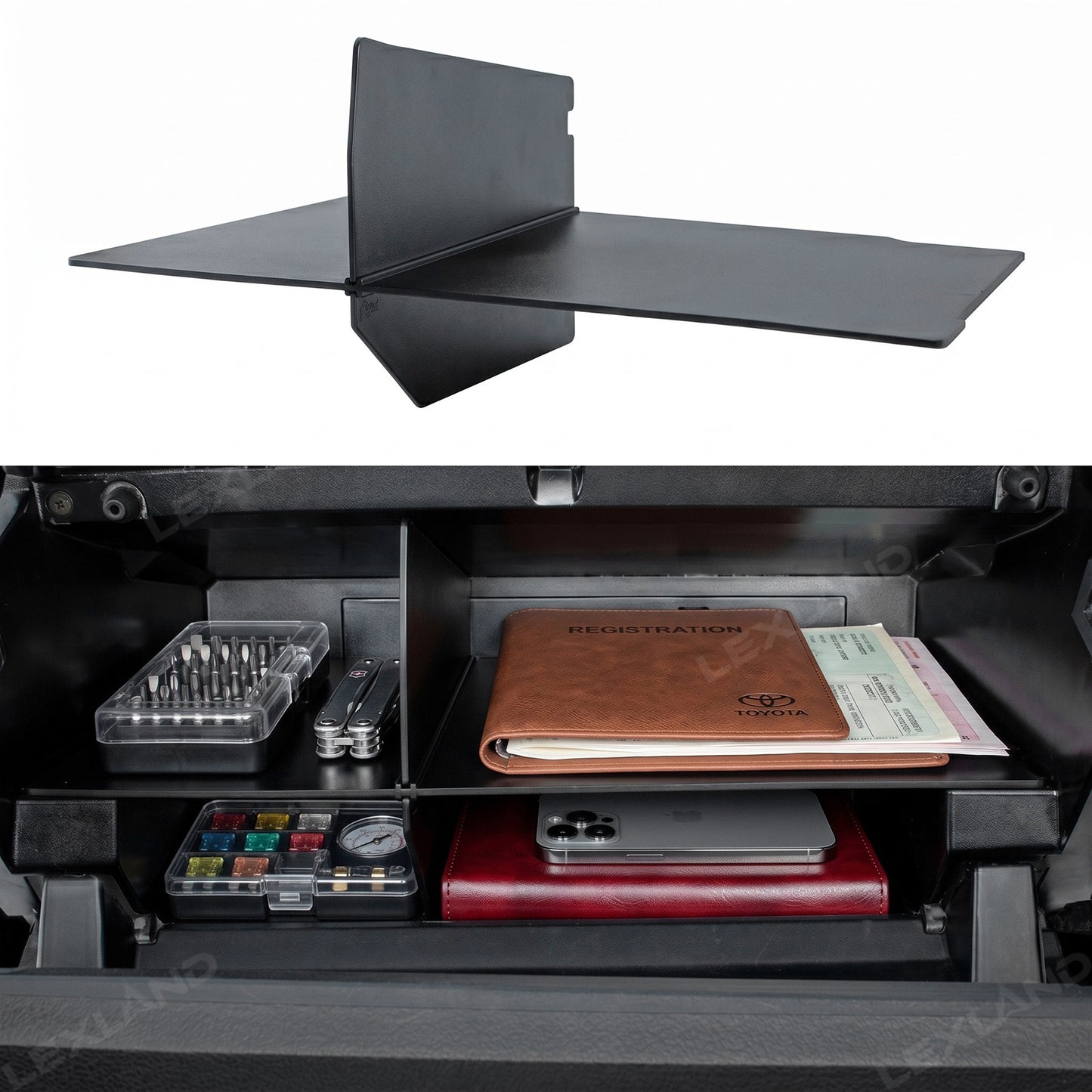 Tacoma Glove Box Organizer 2.0 ABS Cross Storage Divider for Toyota