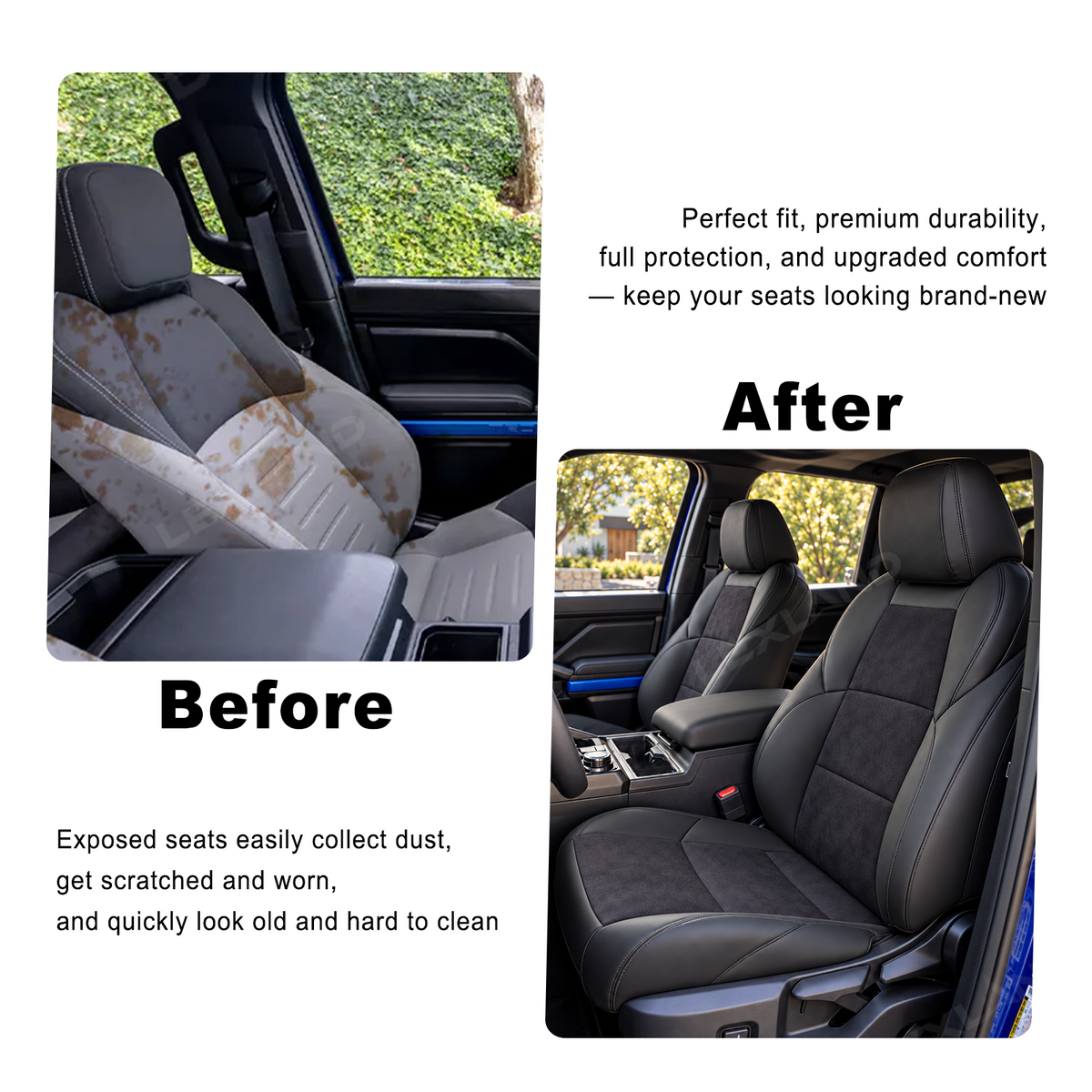 Tacoma/4Runner Seat Covers Suede & Nappa Leather Interior Seat Upholstery Upgrade for Toyota