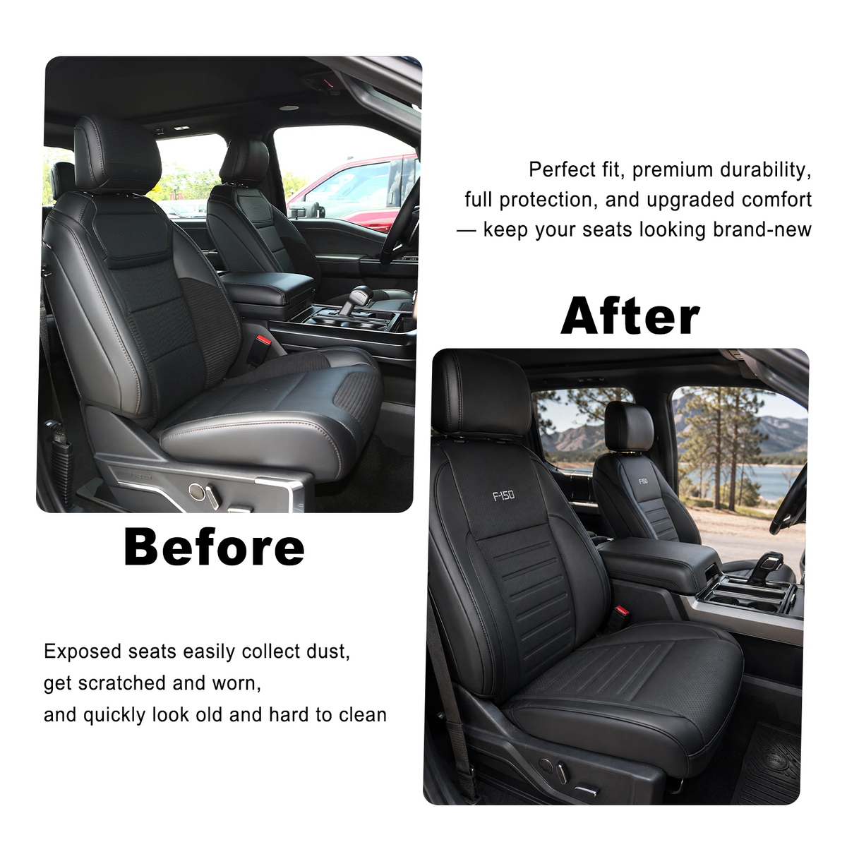 F150 Seat Covers NAPPA Leather Interior Seat Protector with F-150 Style for Ford