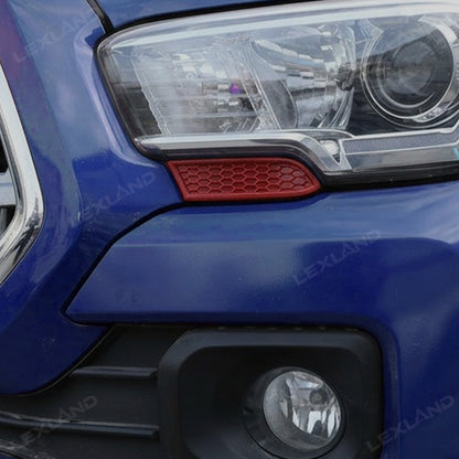 Tacoma Front Headlight Cover Trim ABS TRD-style Red Honeycomb Sticker Exterior Decor Cover for Toyota