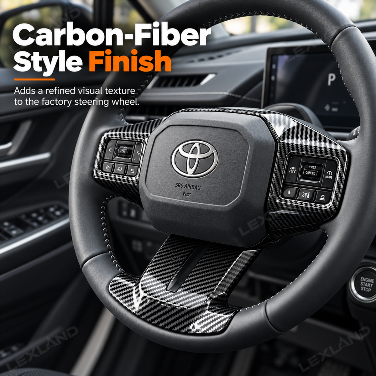 RAV4 Steering Wheel Cover ABS Carbon Fiber Style Interior Upgrade for Toyota