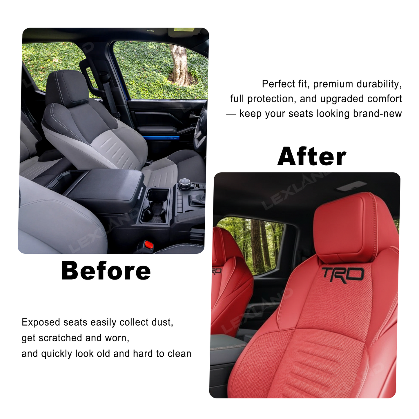Tacoma /4Runner Seat Covers Full Coverage Embossed Seat Protector with TRD Style