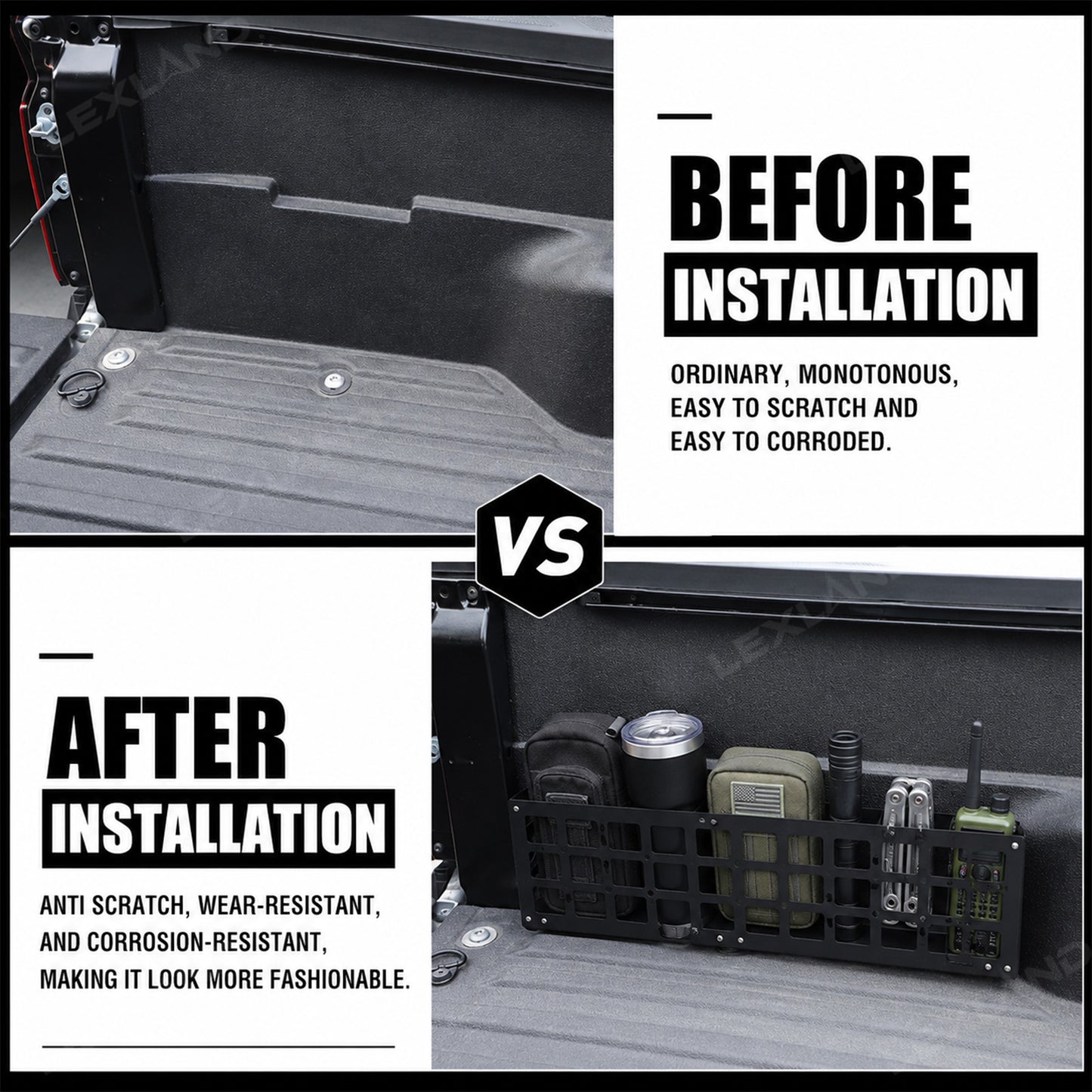 Tacoma Truck Bed Side Storage Basket Molle Panel Bedside Organizer for Toyota