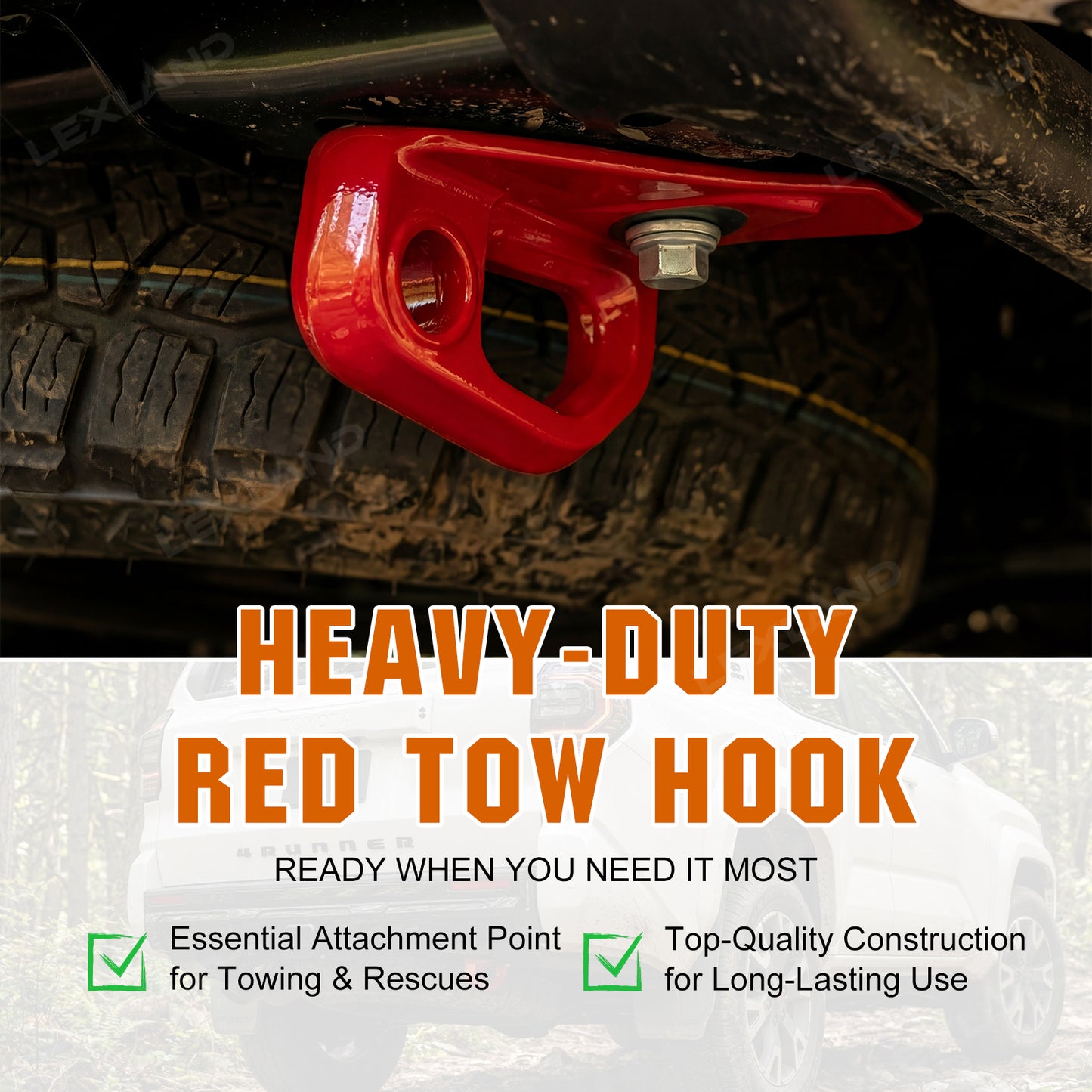 4Runner /Land Cruiser Rear Tow Hook TRD Style Rear Passenger-side Recovery Hook Red Tow Point