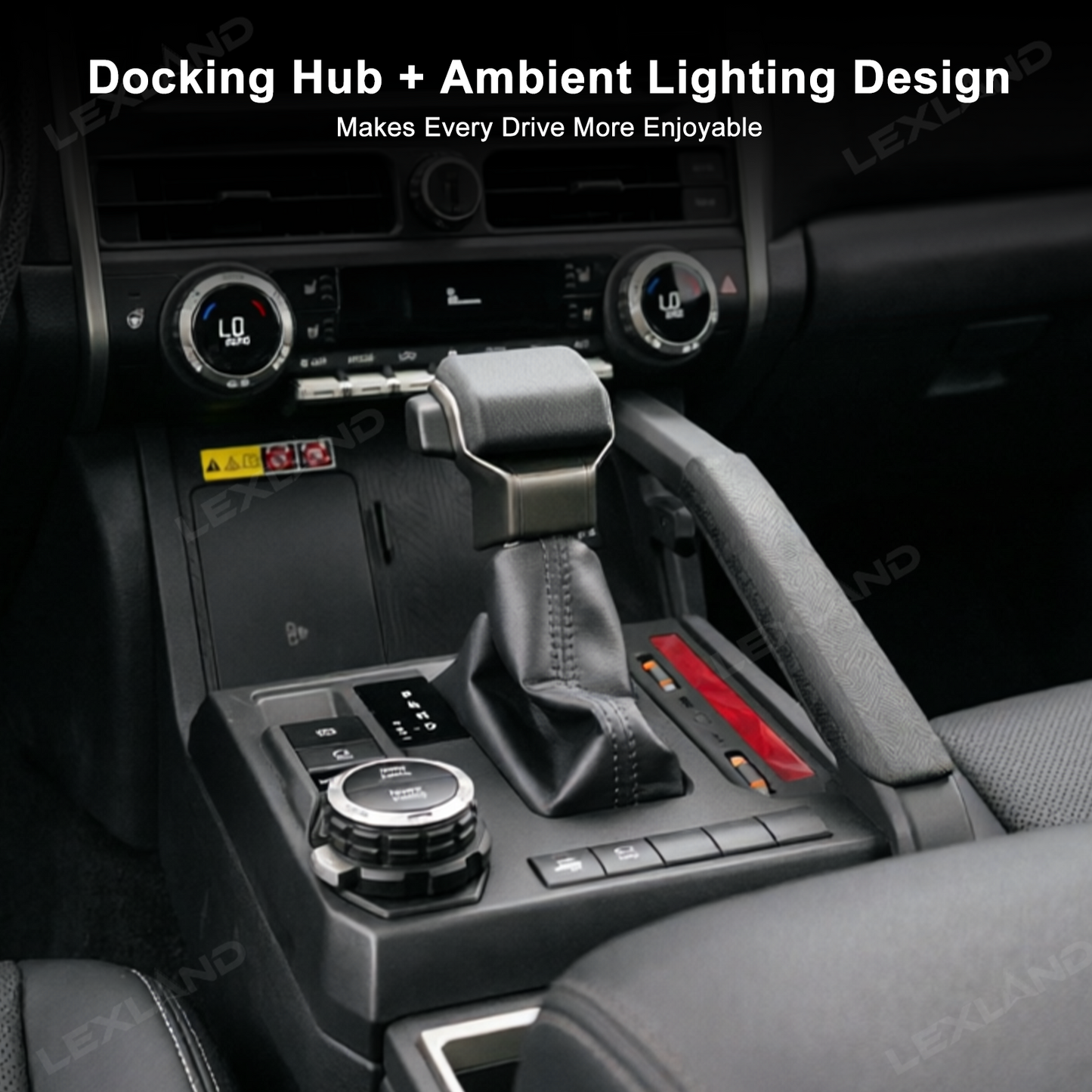 Tacoma/4Runner Center Console Charger Hub Multi-Port USB Docking Station with Retractable Cables & 110V AC Outlet Ambient Lighting