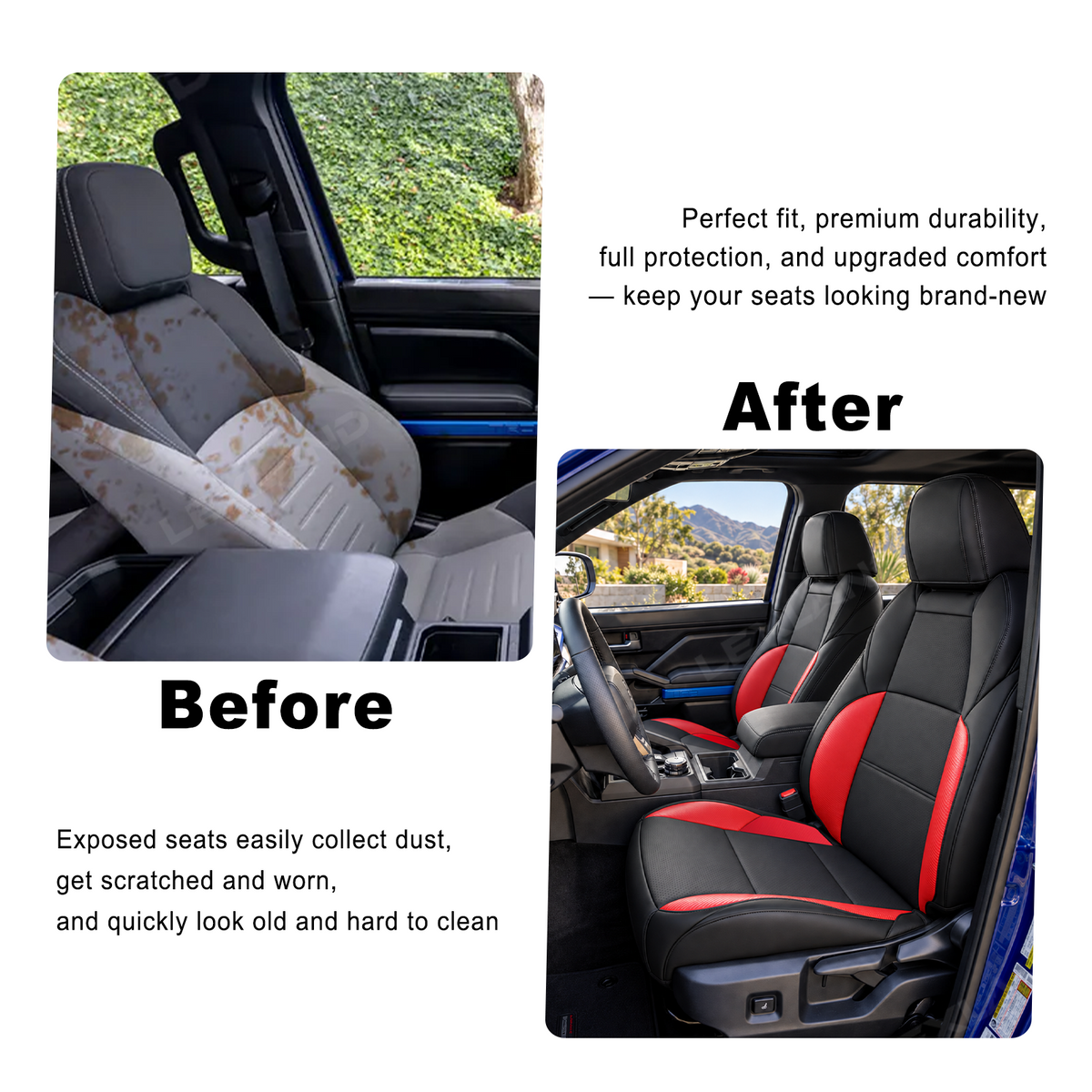Tacoma /4Runner Seat Covers Carbon Fiber Style Seat Protector Interior Trim Upgrade for Toyota
