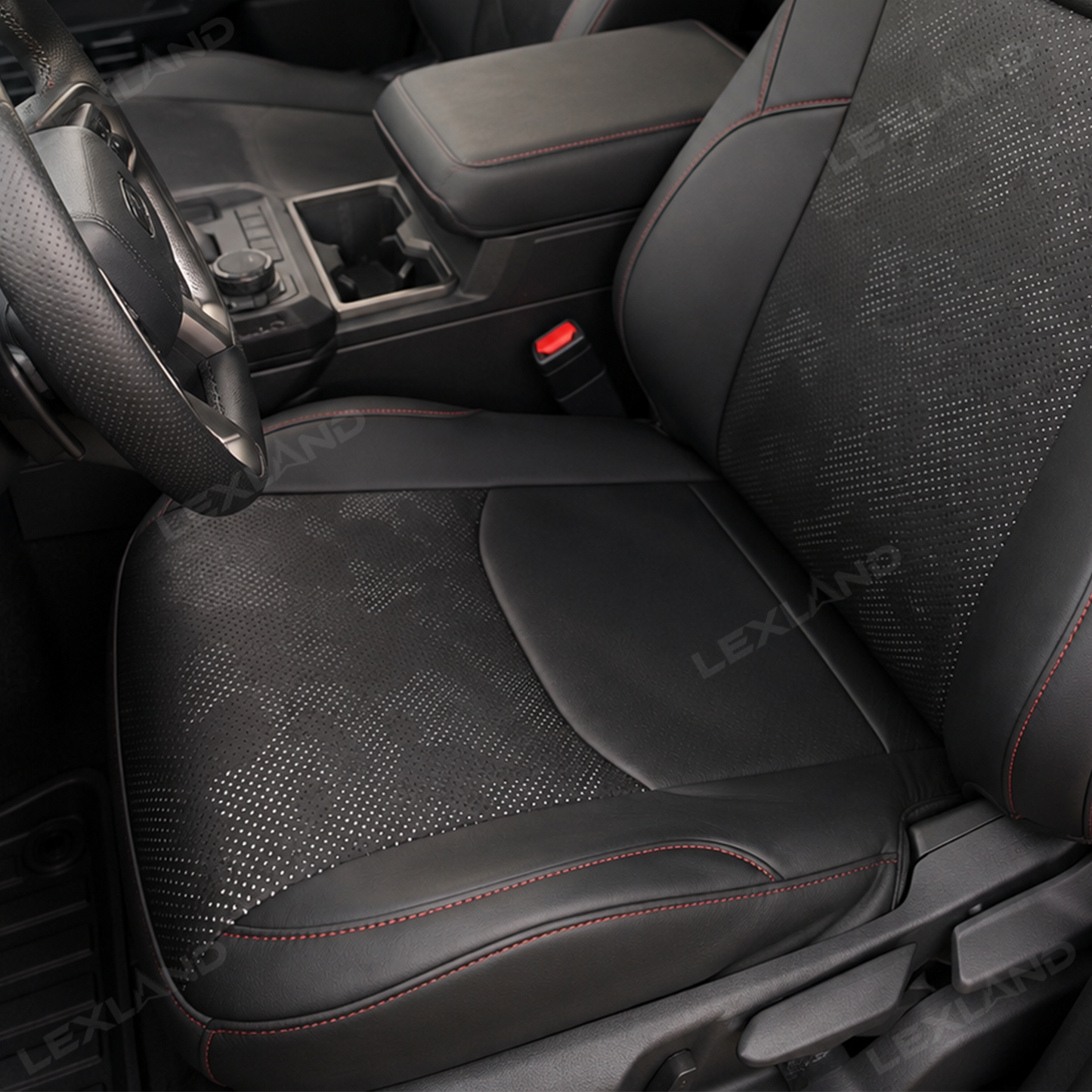 Tacoma Seat Covers with Carbon Fiber-Style Badge Embossed Nappa Camo Seat Protector for Toyota