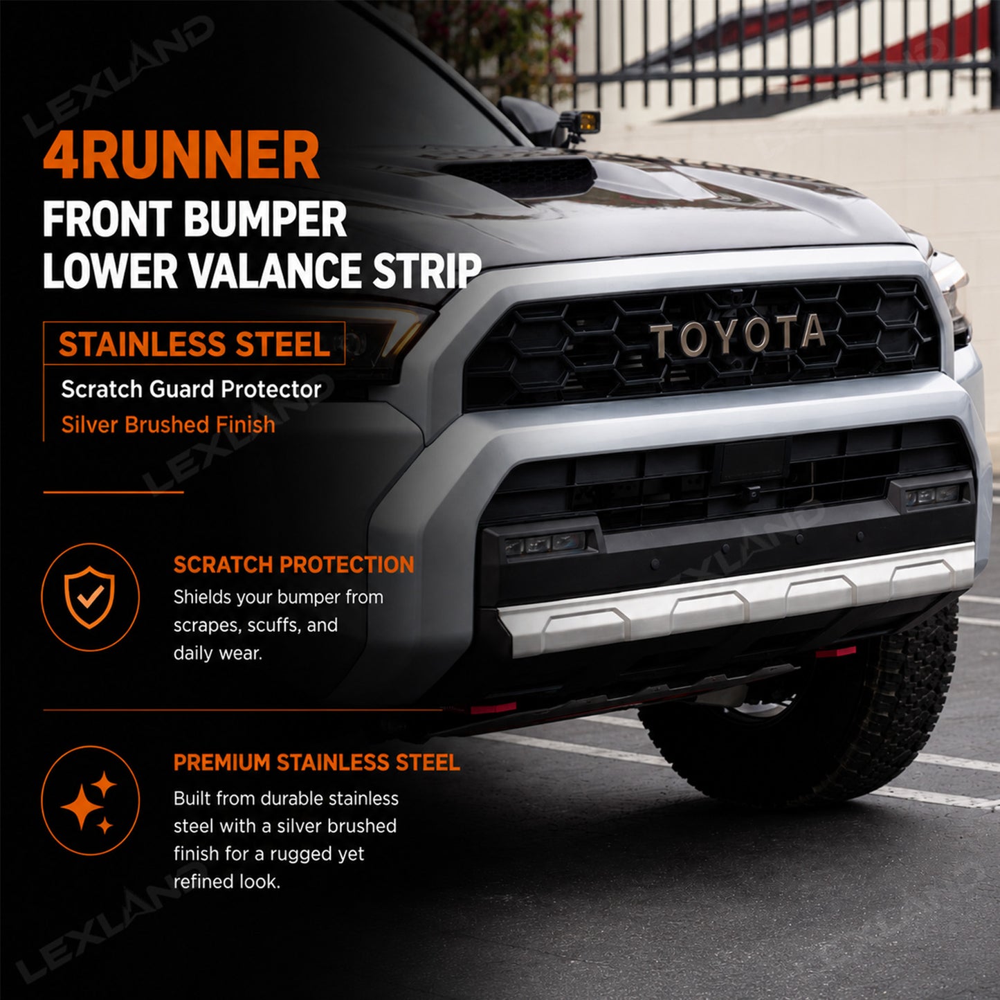 4runner Front Bumper Lower Valance Strip Stainless Steel Scratch Guard Protector - Silver Brushed Finish