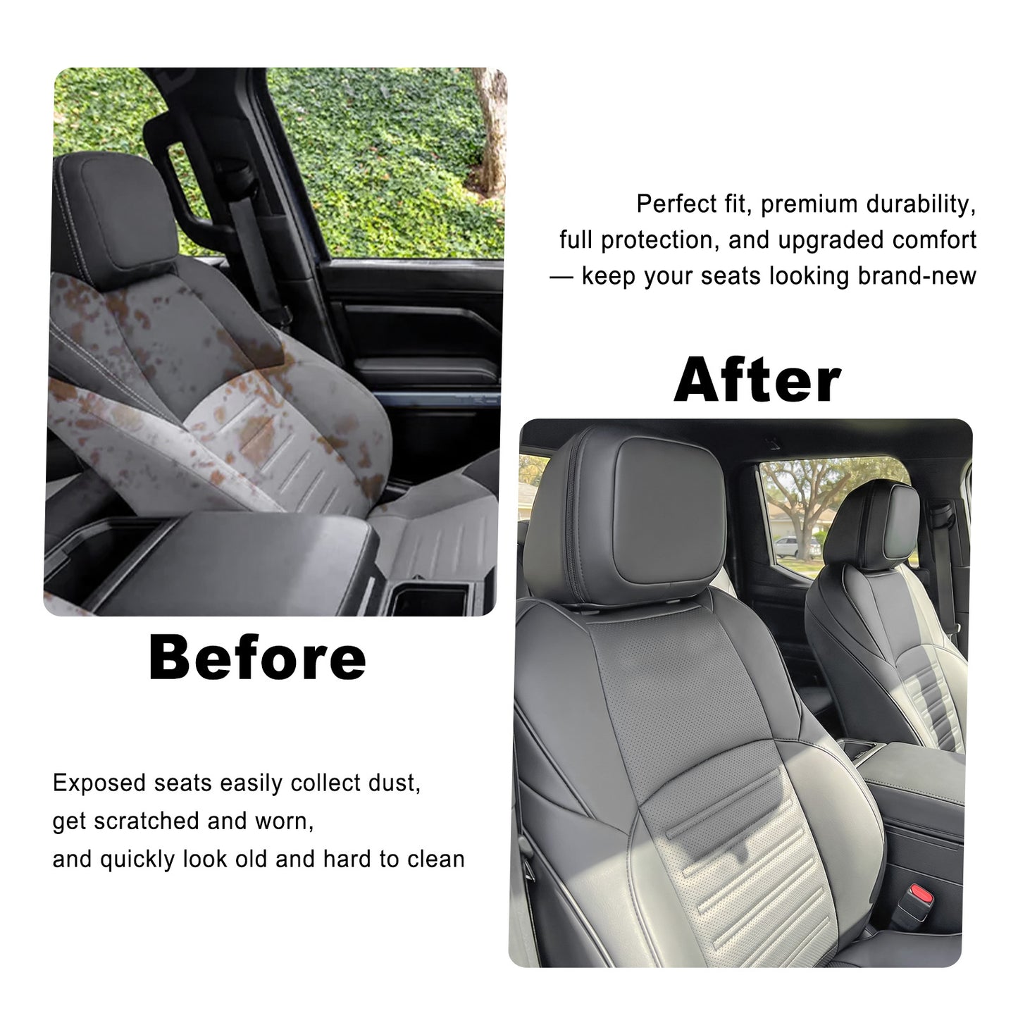 Tacoma /4Runner Seat Covers Embossed Nappa Leather Seat Protectors with TRD Style for Toyota