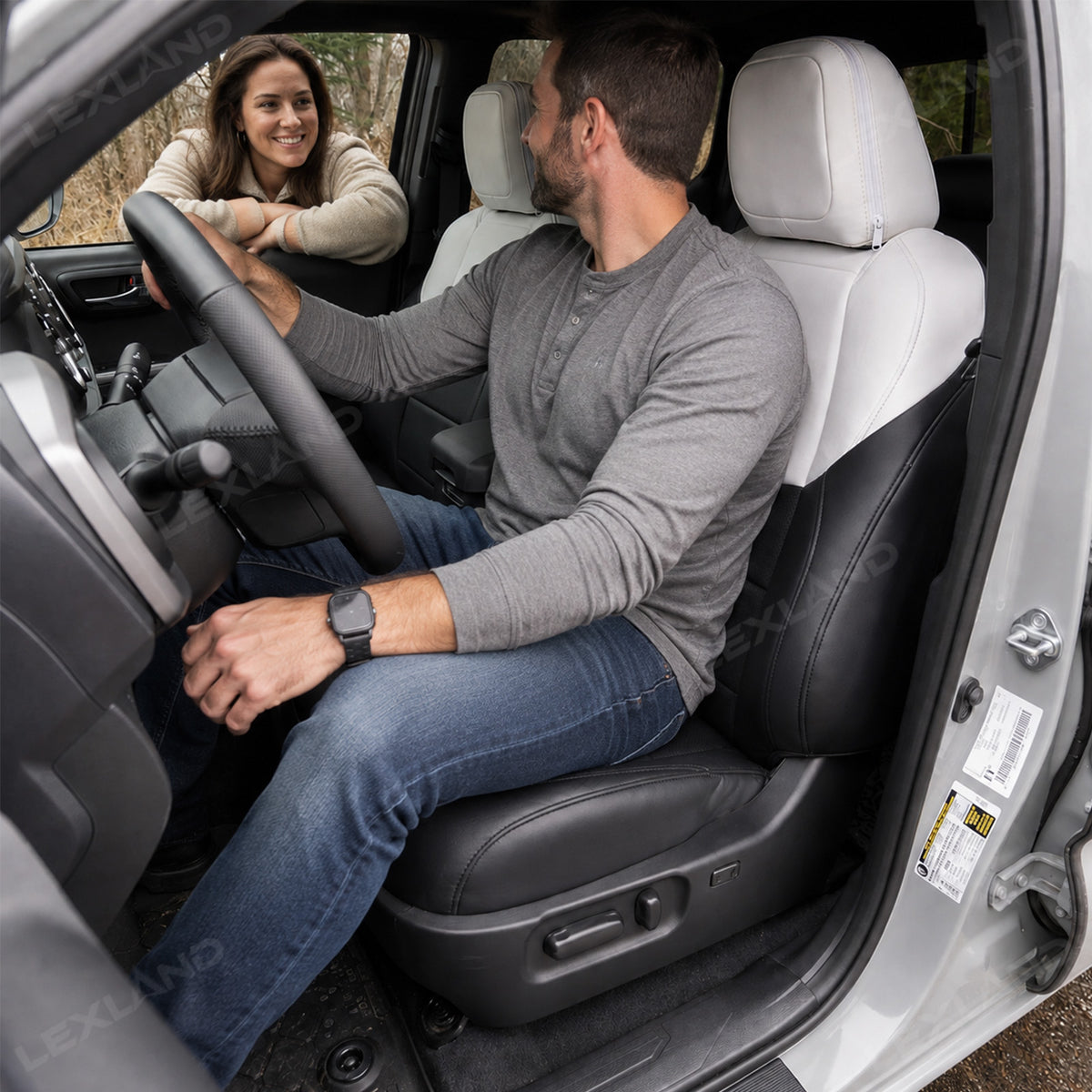 Tacoma /4Runner Seat Covers Black & White Two-tone Seat Protector with TRD Style for Toyota