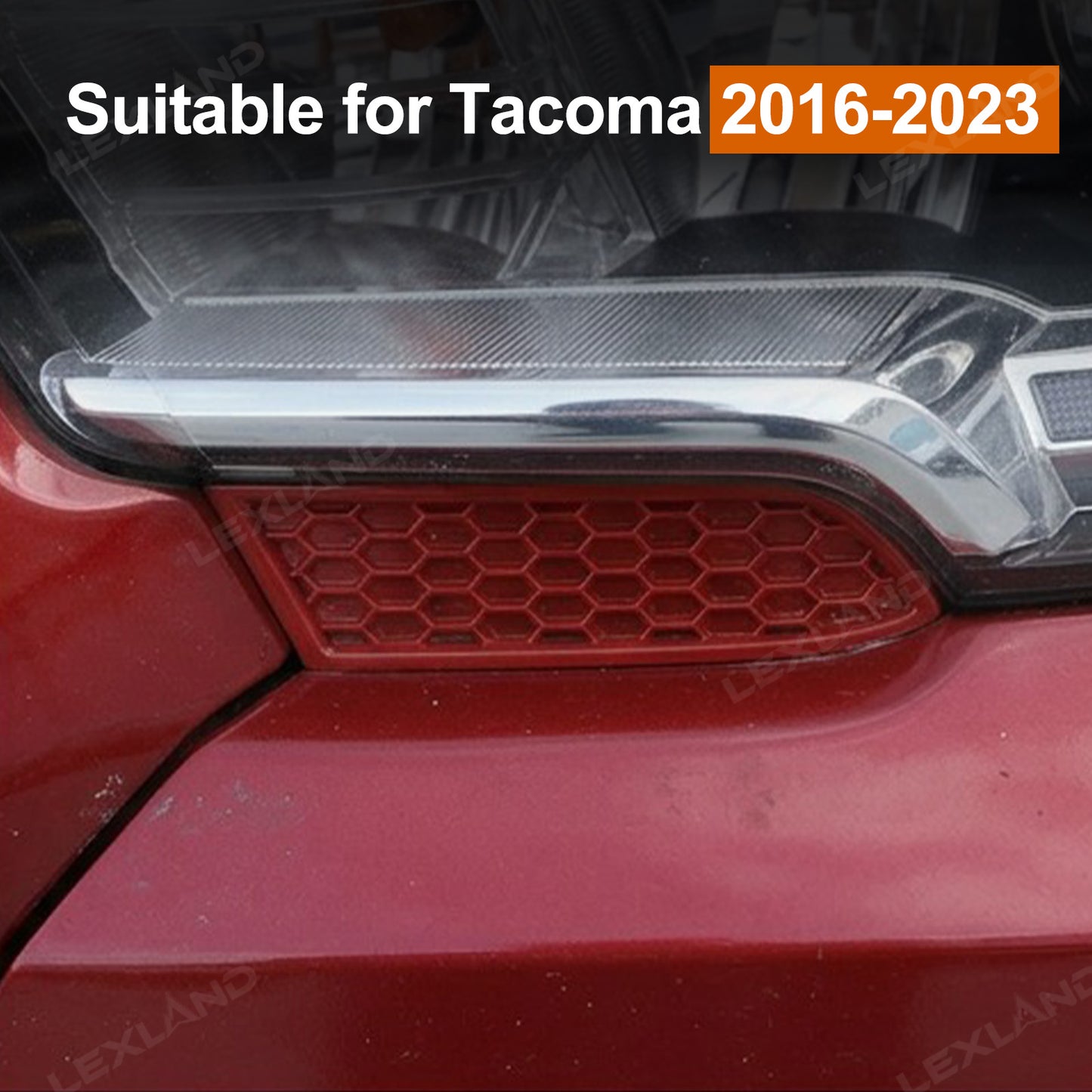 Tacoma Front Headlight Cover Trim ABS TRD-style Red Honeycomb Sticker Exterior Decor Cover for Toyota