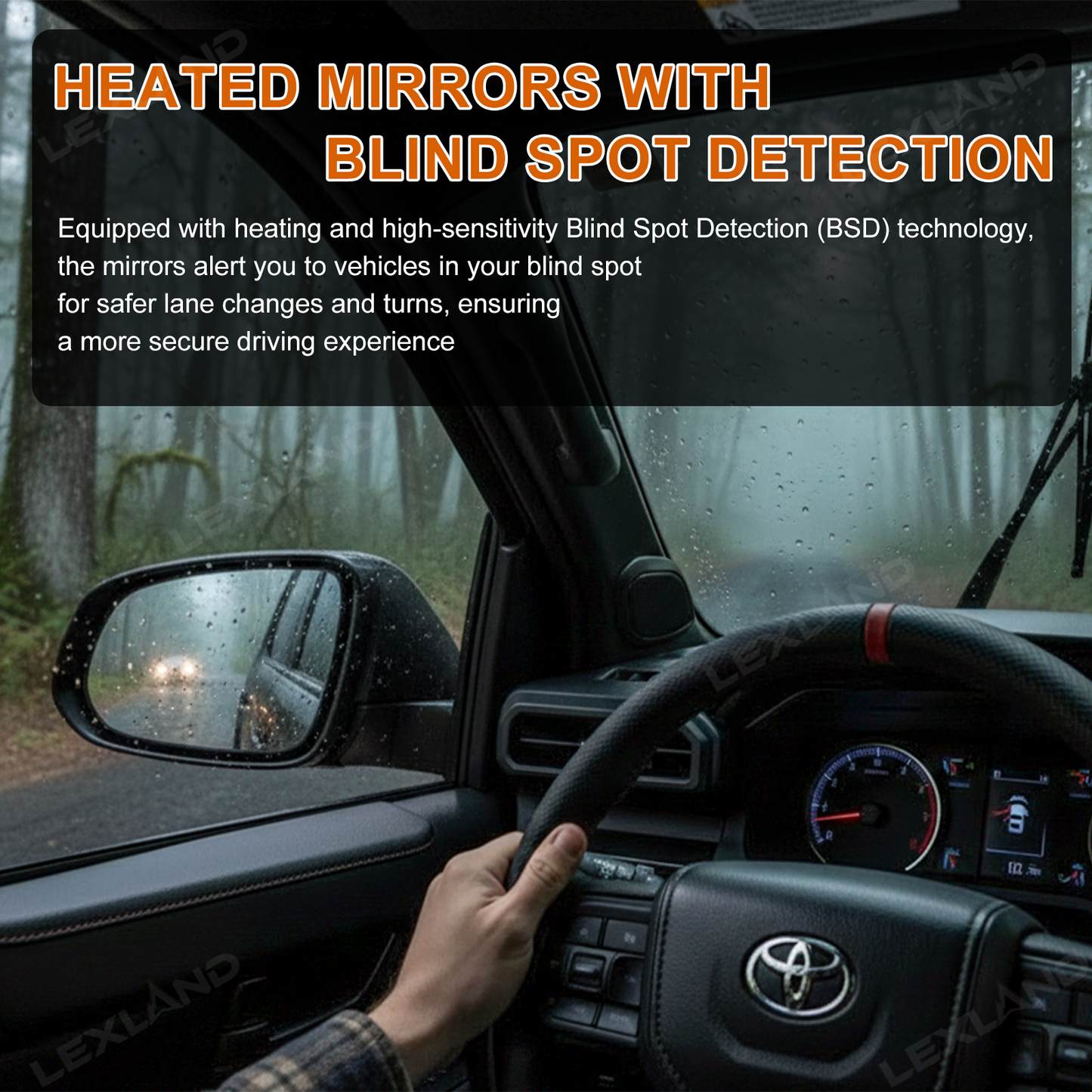 Tacoma Rearview Mirror Glass with Blind Spot Detection Heated Door Side Mirror Lens for Toyota