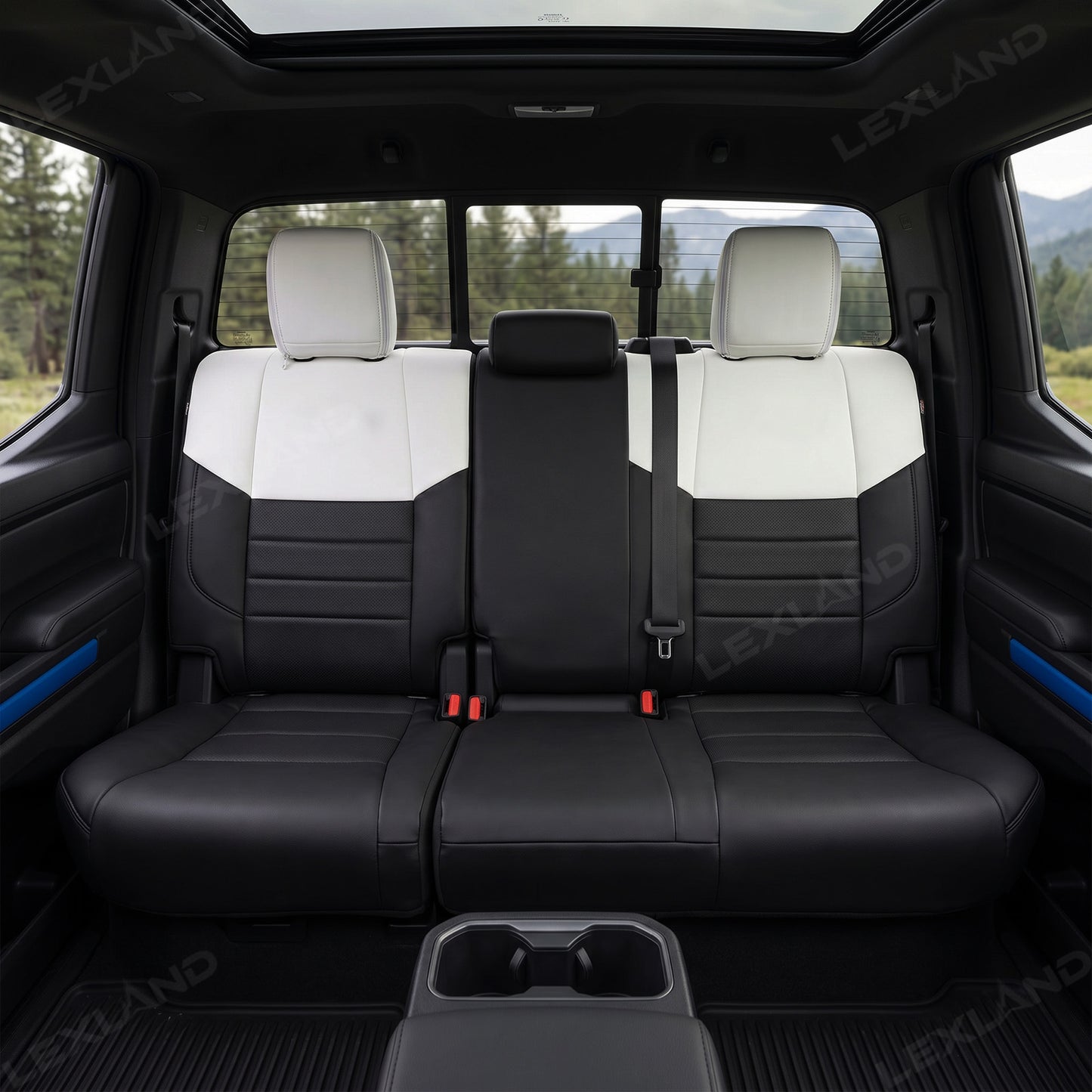 Tacoma /4Runner Seat Covers Black & White Two-tone Seat Protector with TRD Letter Style for Toyota