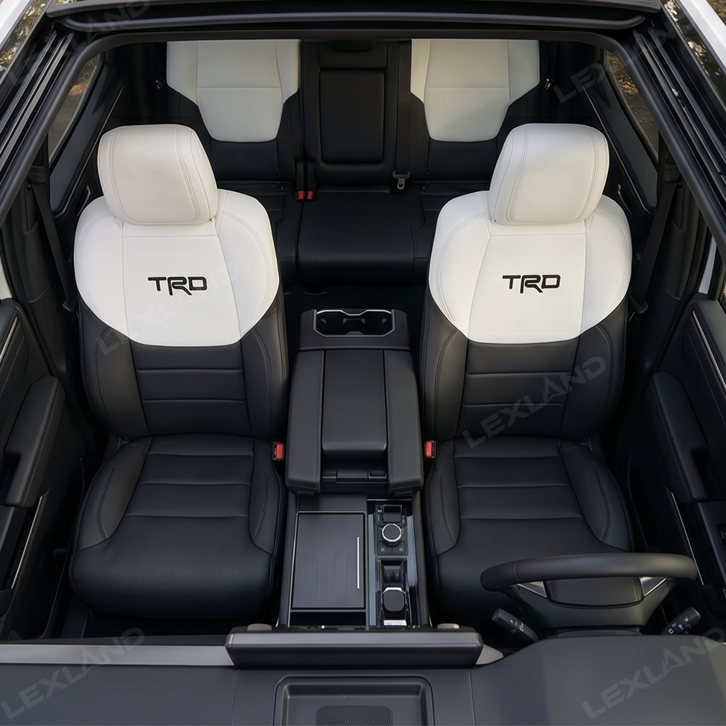 Tundra Seat Covers Black & White Two-tone Seat Protector with TRD Letter Style for Toyota