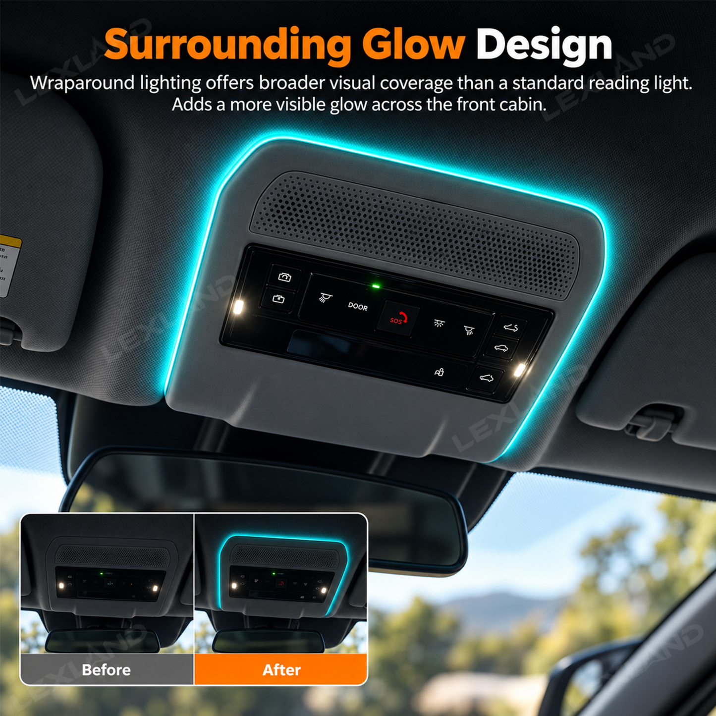 RAV4 RGB Reading Light 72-Color Overhead Lamp Interior Ambient Lighting for Toyota