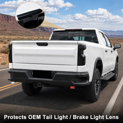 Silverado 1500 Smoked Third Brake Light Cover & Tail Light Covers Overlays Rear Lamp Protector