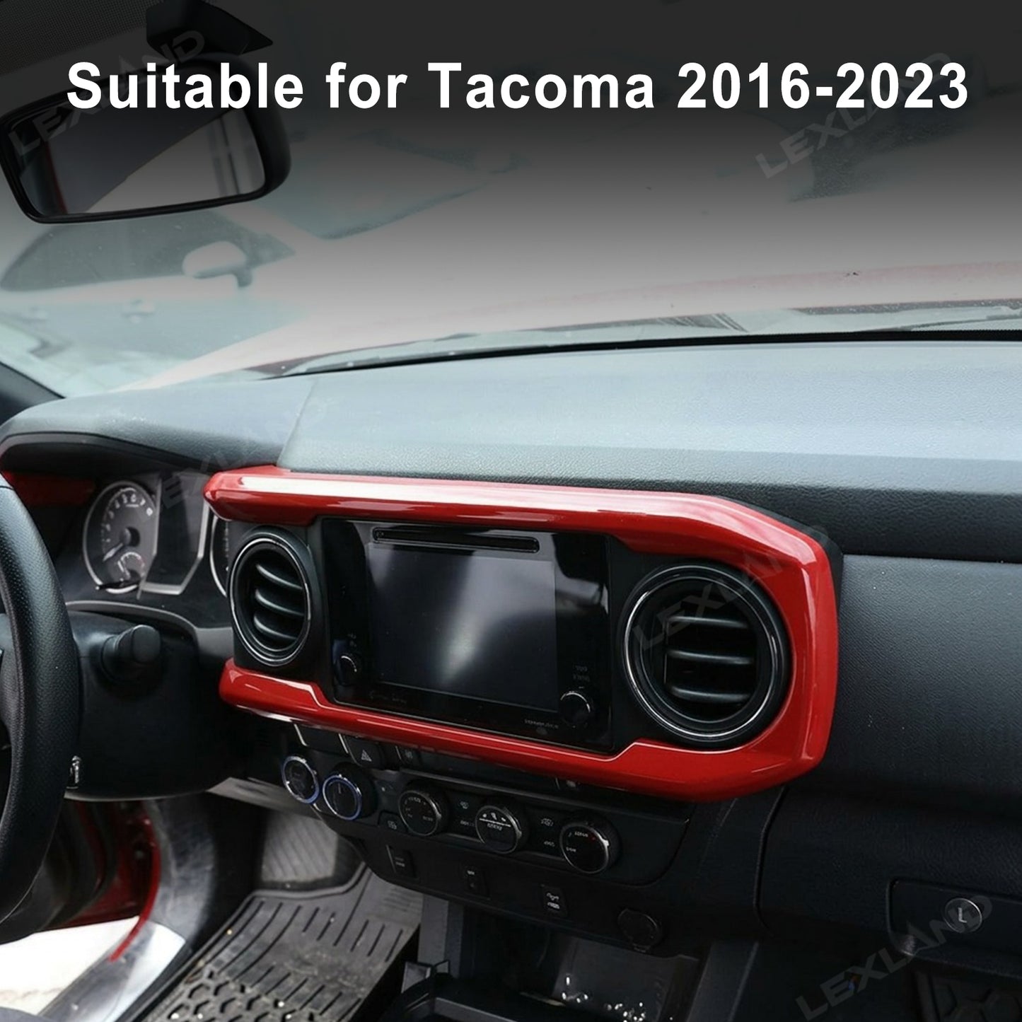 Tacoma Dashboard Cover Central Console Dash Panel TRD Style Red Decorative Interior Accents for Toyota