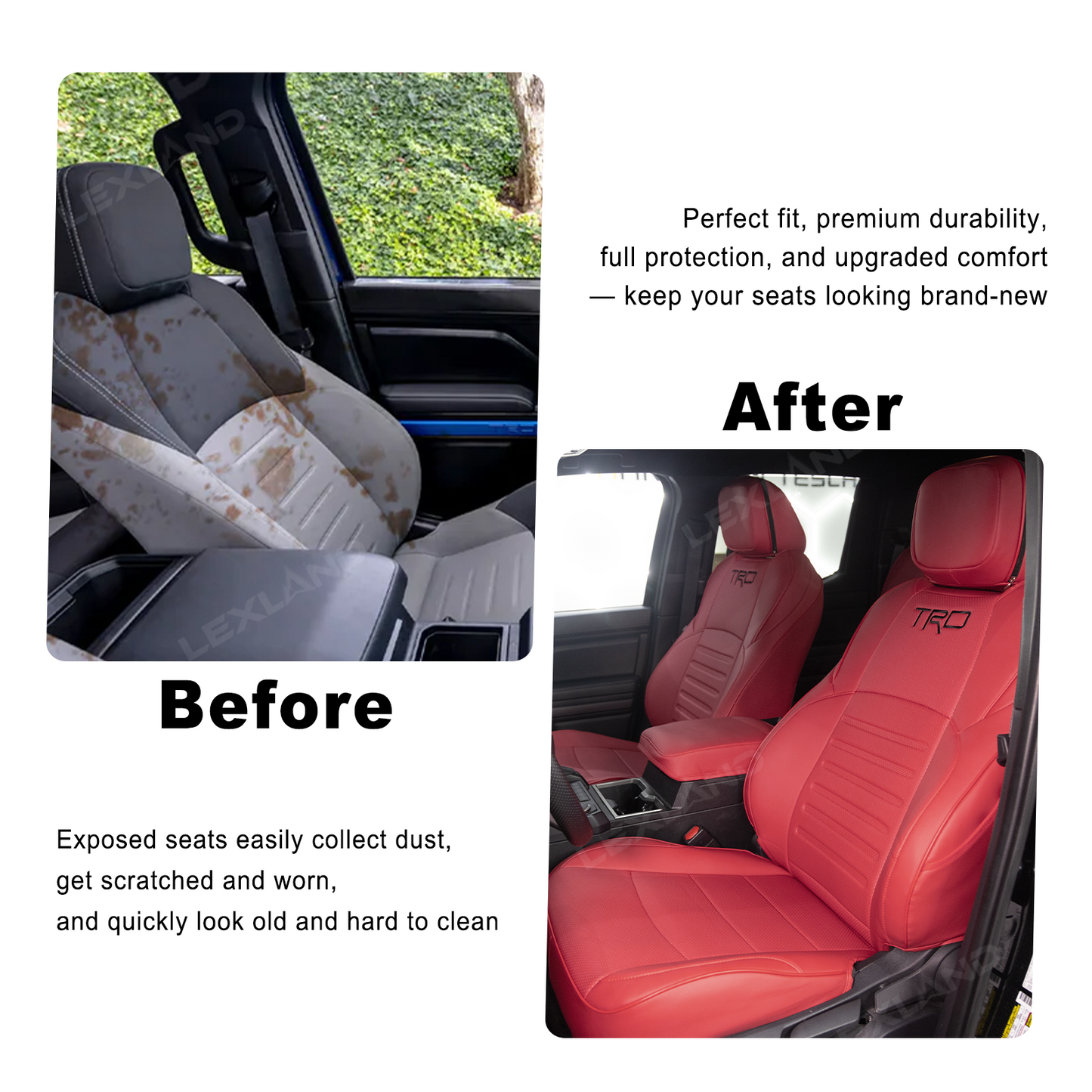 Tacoma /4Runner Seat Covers Full Coverage Embossed Seat Protector with TRD Style
