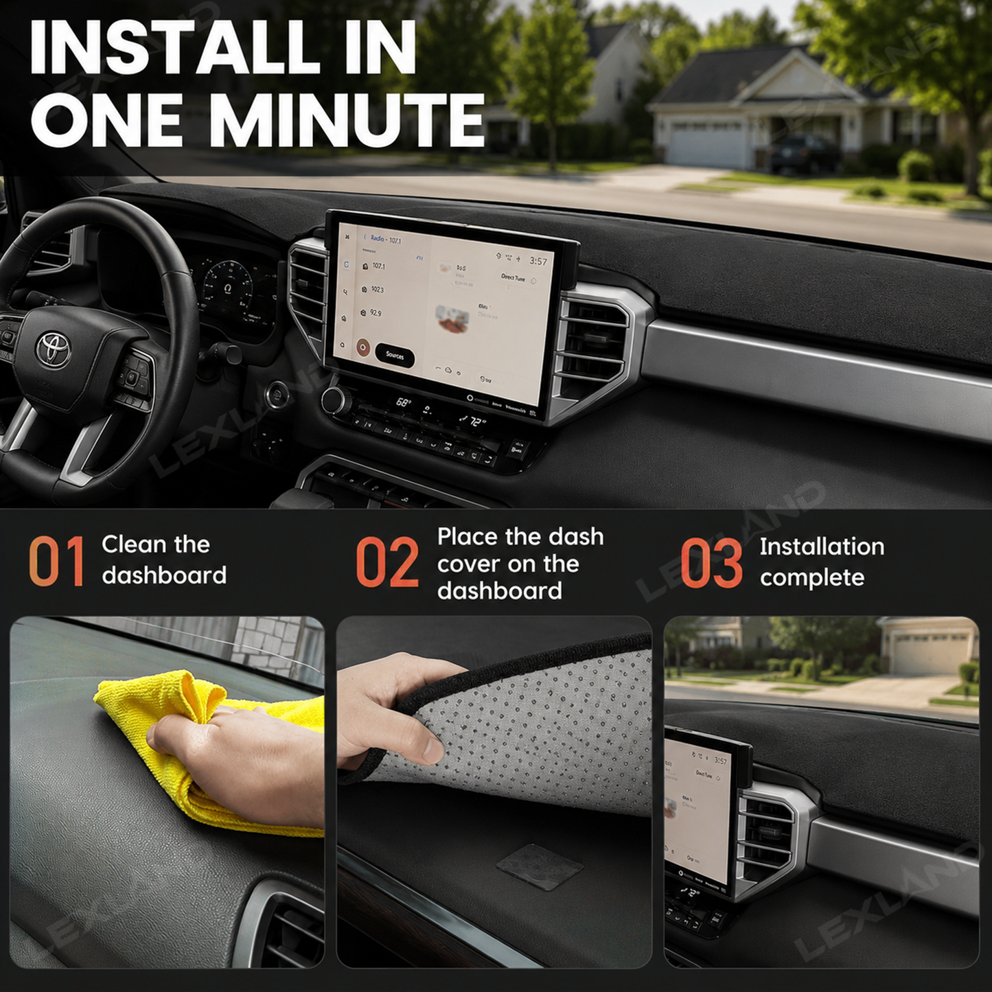 Tundra Dash Cover Anti-Glare Dashboard Mat Interior Sunshield Protector Mat for Toyota